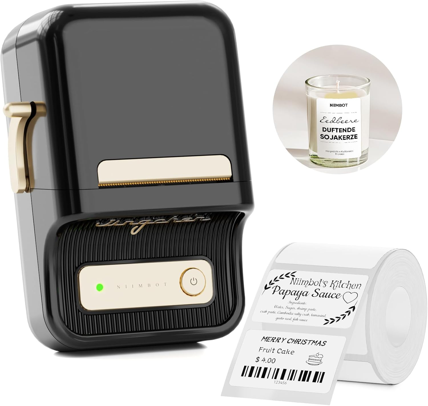 NIIMBOT B21 Inkless Label Maker, Portable Thermal Label Printer for Clothing, Address, Business, Compatible with Ios & Android, with 1 Pack 50X30Mm White Label, Black