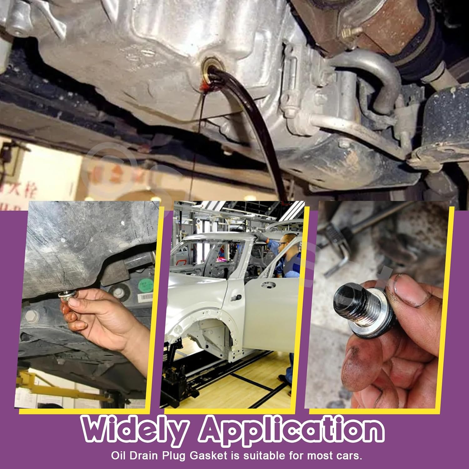 Swpeet 143Pcs M8 M10 M12 M14 M16 M18 M20 Aluminium & Cooper Washer Gasket and 2 Styles Oil Drain Plug with Yellow Zinc Plated Sealing O Rings Assortment Kit, Oil Crush Washers Seals for Most Cars image number 1