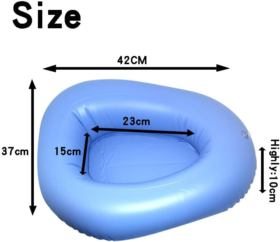 KIKIGOAL Bigger Washable Portable Air Inflation Blue Bed Pan Bedridden Elderly Inflatable Stool Bedsore Toilet
