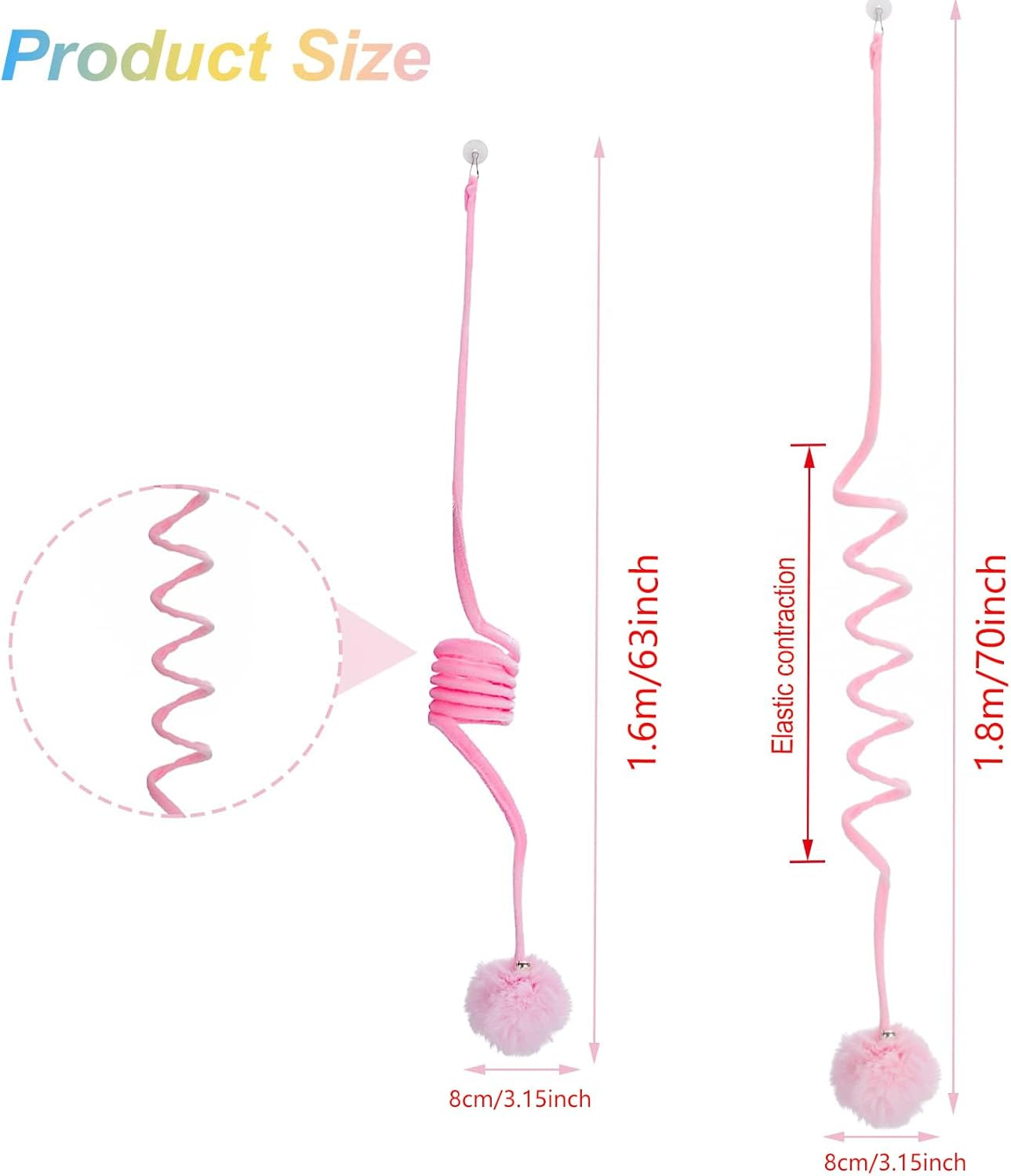 Hanging Door Cat Plush Toy,4 PCS Cat Jumpy Toy with Bell Retractable Cat Spring Plush Toy Interactive Cat String Toy for Indoor Cat Hunting Hunting Exercising image number 1