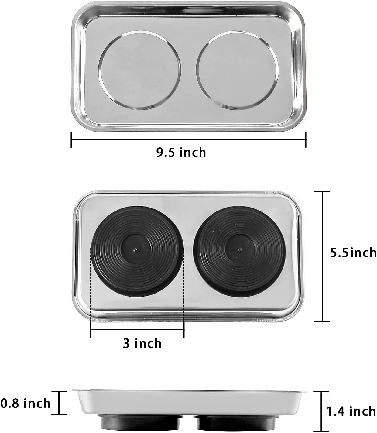 3 Pieces Magnetic Trays Set Stainless Steel Magnet Tool Tray Parts Holder for Screws, Sockets, Bolts, Pins, Mechanic'S and Automotive image number 4