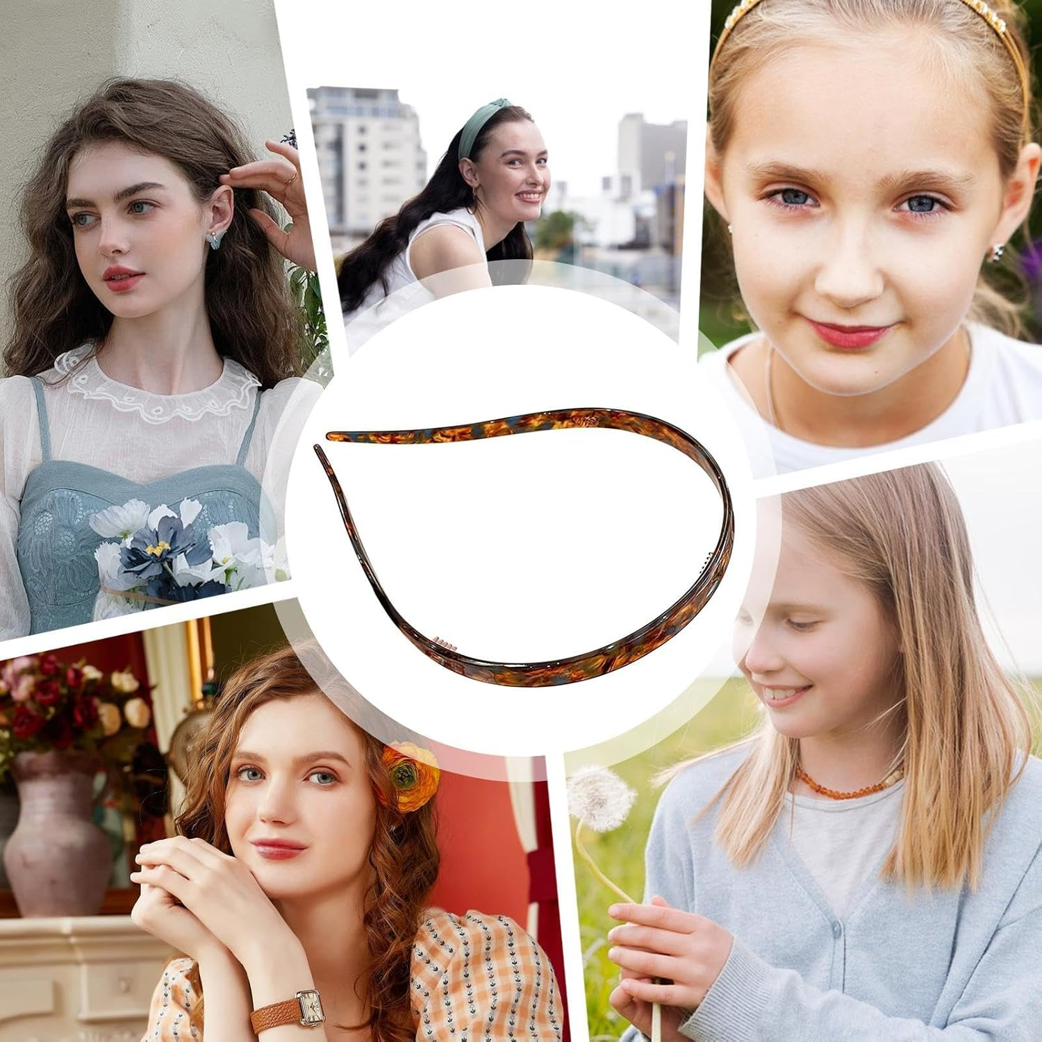 Hair Band Designed for Eyewear Headbands for Women, No-Clip Earbone Glasses Acetate Headband, 2024 New Summer Temperament Headband Non-Slip Headdress - Colored Glaze image number 3