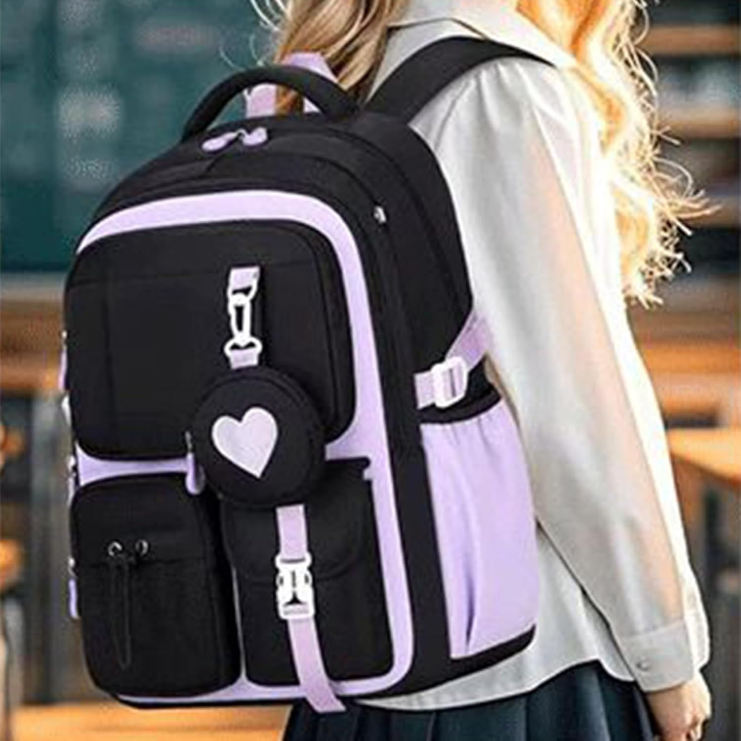 Gwtdtoad Girl Backpack - with Multiple Pockets | Book Bag for Girls - for Middle College Primary Children Teenage Friends - Purple image number 5