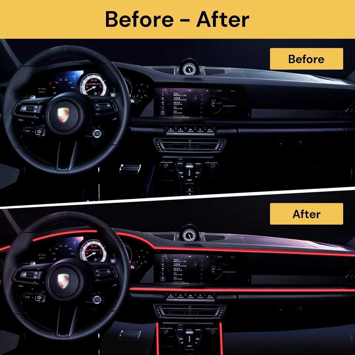 EZONEDEAL 3M 12V Red Neon LED Light Glow EL Wire String Strip Rope Tube Car Interior Decor DIY Auto Atmosphere Decorative Lamp Flexible Light (Red) - Purple image number 4