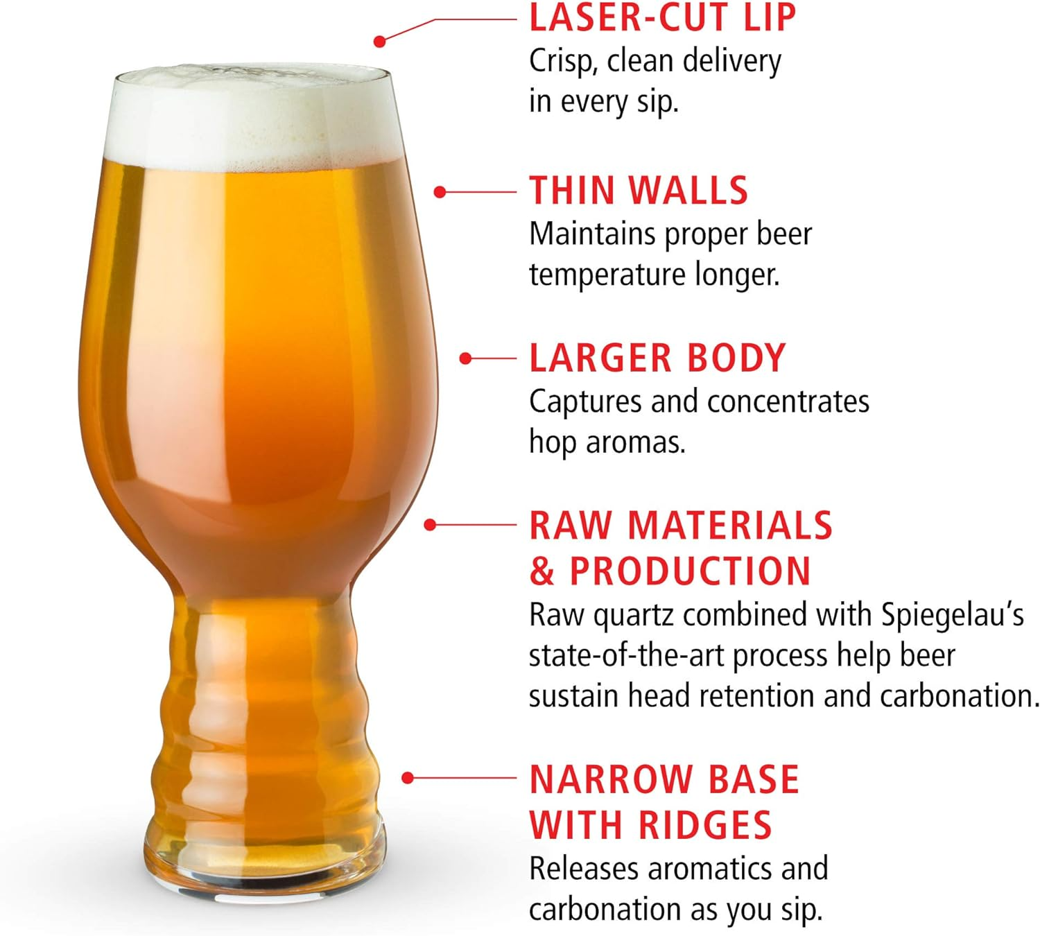 Spiegelau Craft Beer IPA Glass, Clear &ndash; Enhances Aromatic Profiles & Taste of IPA Beers &ndash; Machine-Made Durable Crystal Drinkware, Dishwasher Safe &ndash; 540 Ml Capacity (Pack of 2) image number 5