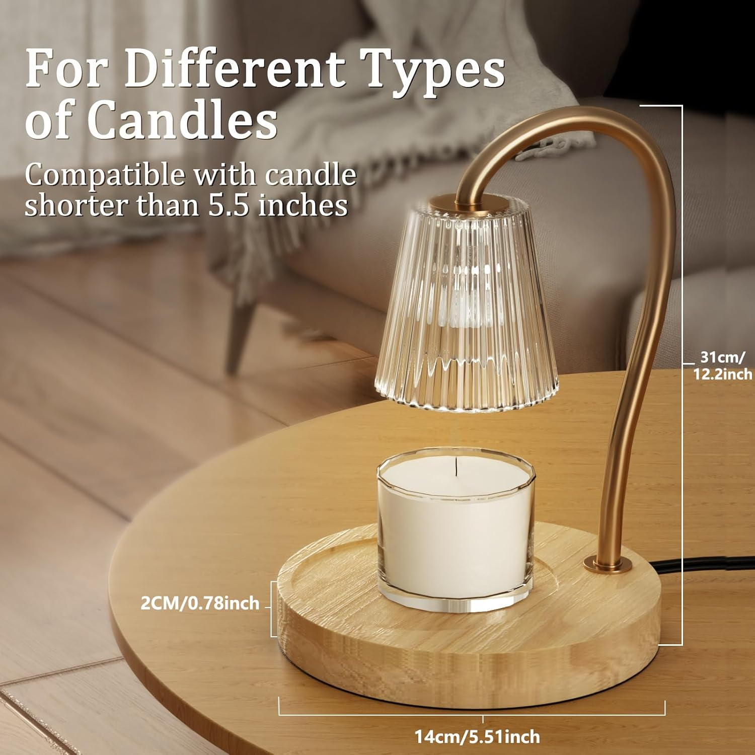 Candle Warmer Lamp, Electric Candle Lamp Warmer, Gifts for Mom, House Warming Gifts New Home Bedroom Decor Dimmable Wax Melt Warmer for Scented Wax with 2 Bulbs, Jar Candles