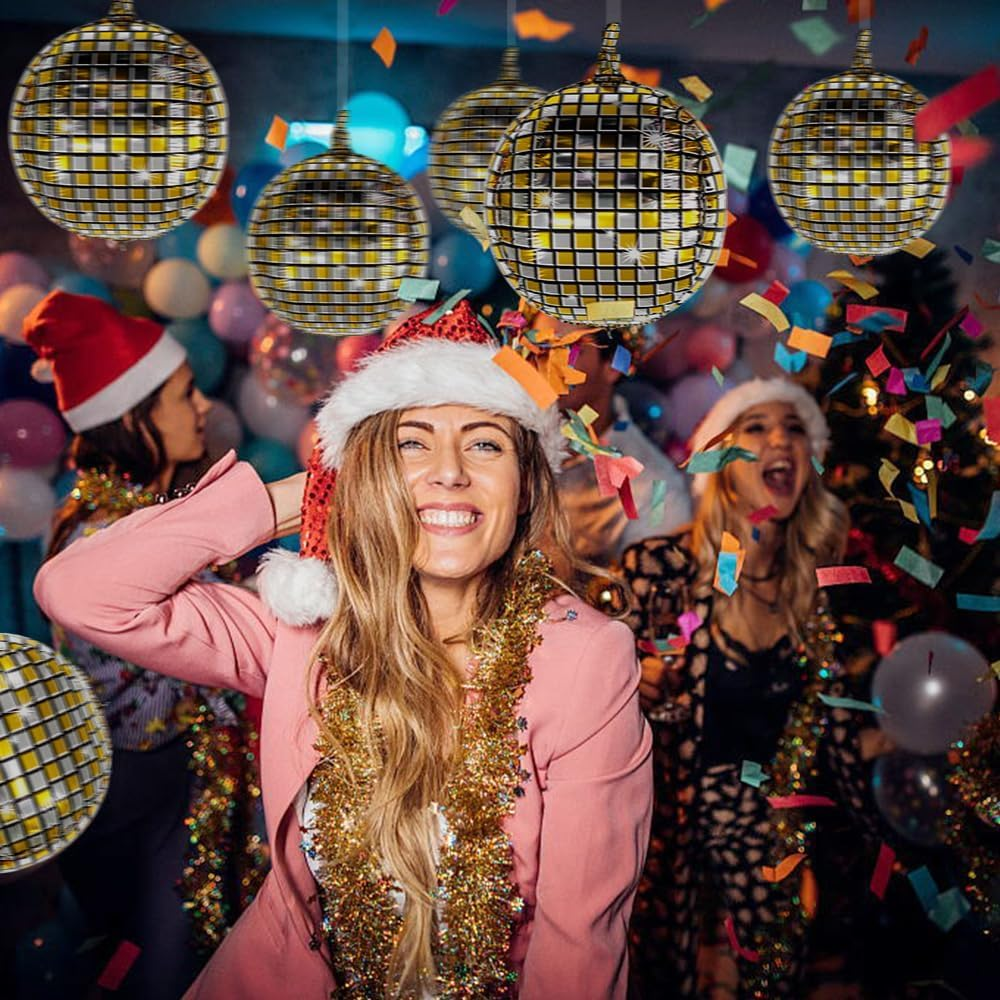 Disco Ball Balloons Gold and Silver Disco Mylar Foil Balloons Disco Party Supplies 22 Inch Giant 4D round Metallic Disco Balloons for 70S 80S 90S Party Decorations Birthday Bachelorette Party 6 PCS image number 5