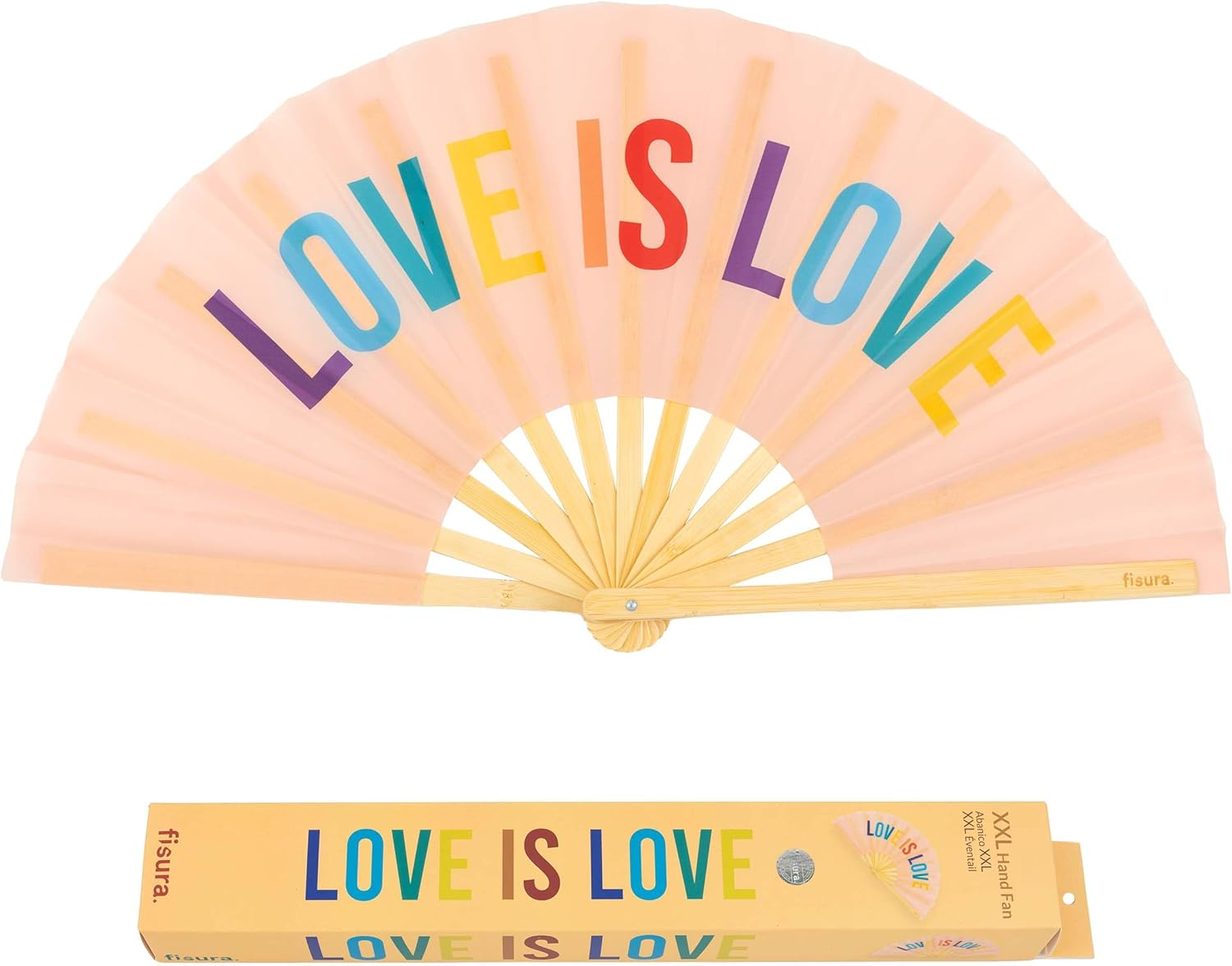 Fisura Large Folding Fan Original Fan with Large Lettering XXL Compartments Foldable Bamboo Fan 64 X 33 Cm (Hot, Pink)