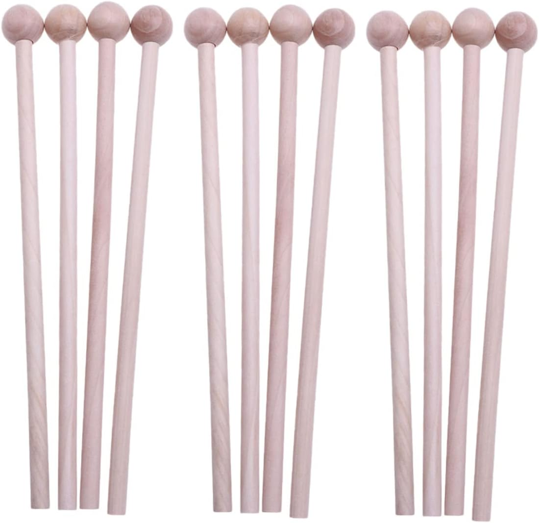 Totority 12Pcs Percussion Hammer Drum Stick Drum Sticks Kids Drum Stick round Head Hammer Wood Block Sticks Timpani Mallets Cymbal Mallets Mallets Child Xylophone Aldult
