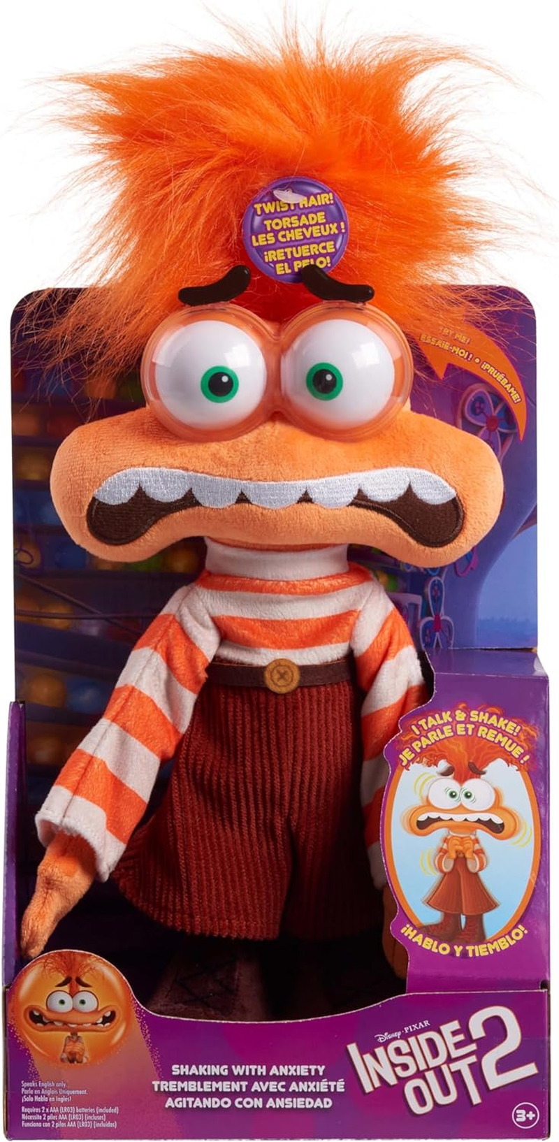 Inside Out 2 Shaking with Anxiety Feature Plush, Kids Toys for Ages 3 up by Just Play image number 6