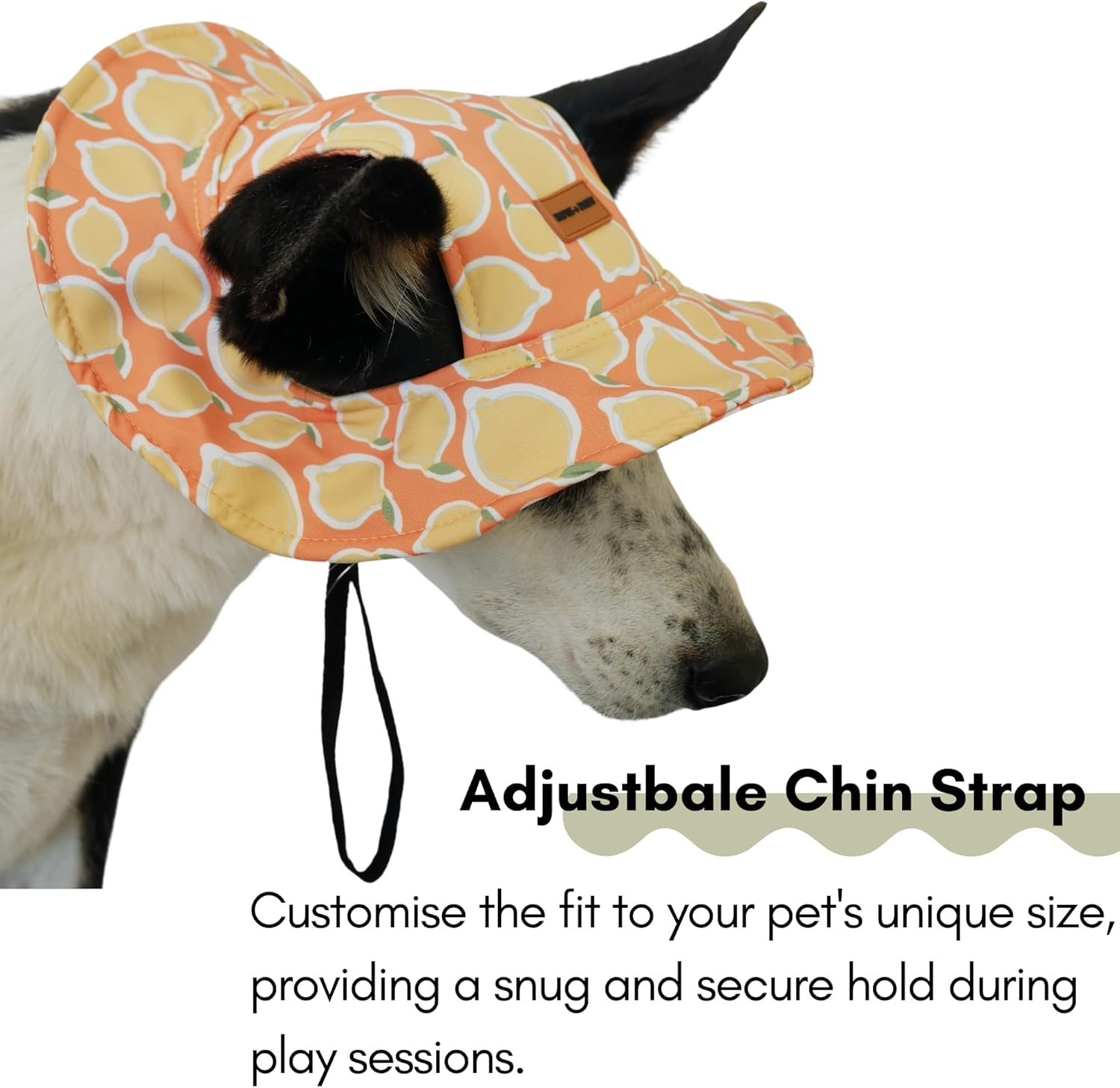 Lemon Print Dog Bucket Hat Yellow Peach Wide Brim for Pets Outdoor Hat Sun Protection Summer Cap for Small Medium Large Dog (S) image number 3