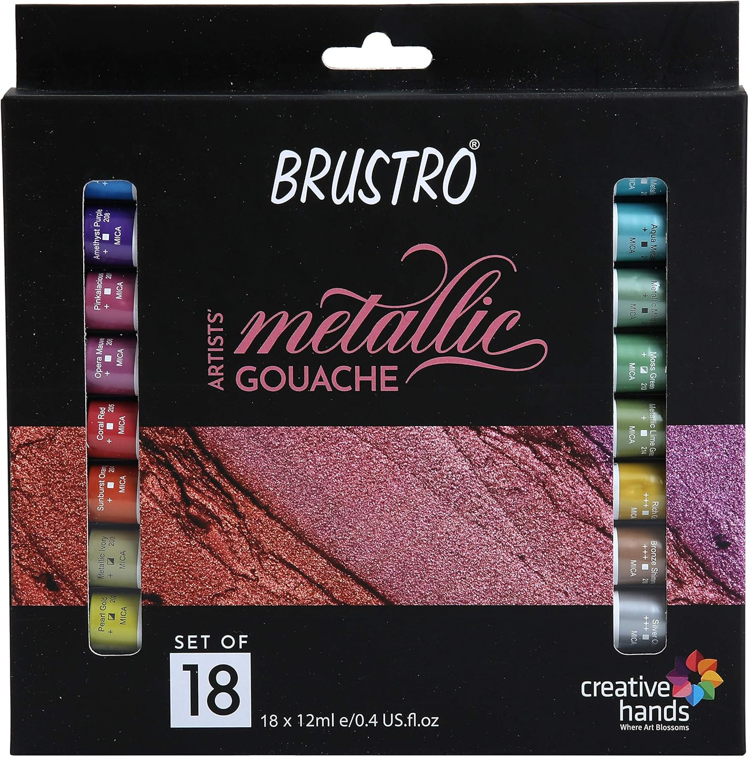 Brustro Artists' Metallic Gouache Set of 18X12Ml image number 1