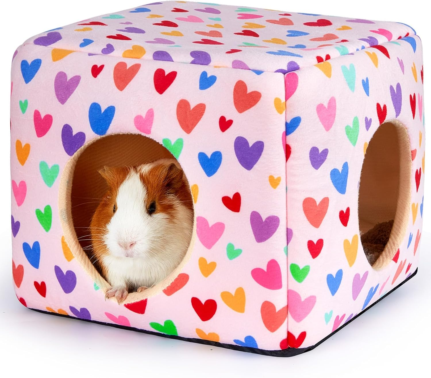 Hedgeink Guinea Pig Hideout Rabbit Bed Cubic Guinea Pig House Accessories Machine Washable Rabbit House Hideaway Hamster Bed for Bunny Chinchilla Ferret Small Pets