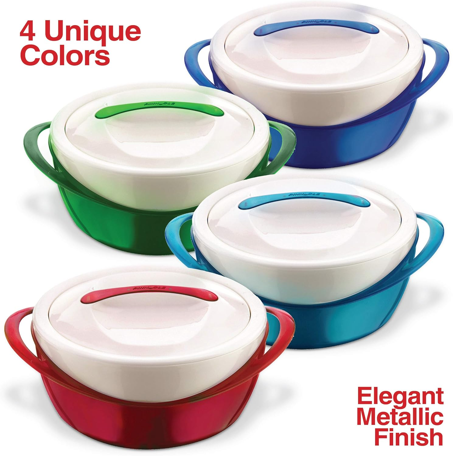 Pinnacle Thermoware Large Insulated Casserole Dish with Lid 3.6 Qt. Elegant Hot Pot Food Warmer/Cooler -Thermal Soup/Salad Serving Bowl Stainless Steel Hot Food Container Green 3.6 Qt image number 1