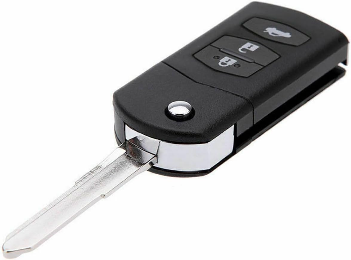 Remote Car Key Shell for Mazda 3 Flip Case Blank Enclosure Fob Direct Replacement 3B 3 Button Unlock Lock Trunk Uncut image number 1