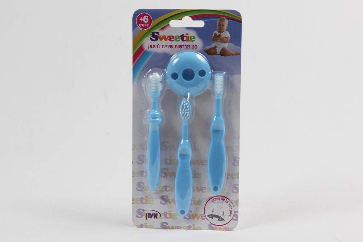 Sweetie Toothbrush Set (3 Pack)1-360&deg; Silicone Baby Toothbrush Infant Training 2-Tooth Brush Age 0-2 Baby 3-Toothbrush, First Brush (Color May Vary)