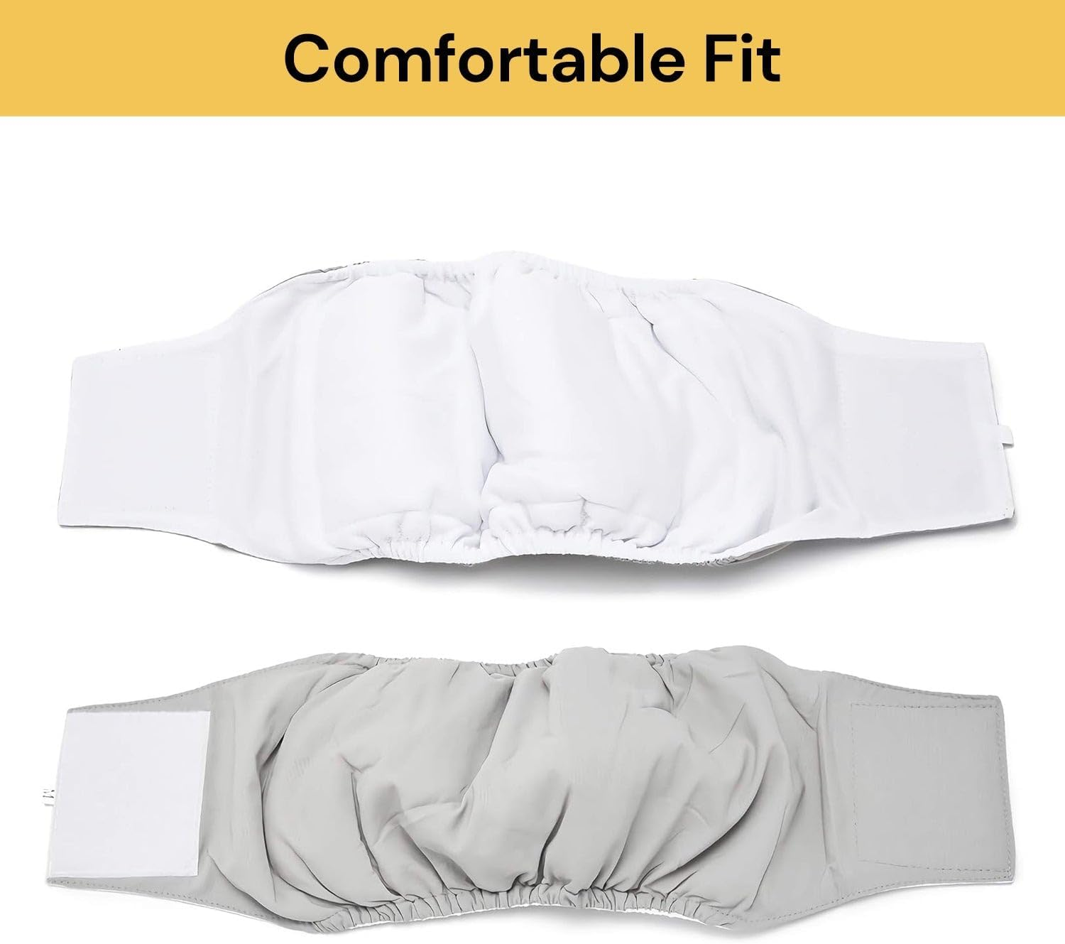 EZONEDEAL Washable Male Dog Belly Band, Washable Male Dog Belly Wrap, Dog Diapers, Leakproof Reusable Puppy Diapers, High Absorbing Belly Bands Pee Wrap for Puppy & Doggy (Yellow, L, 1, Count) image number 3