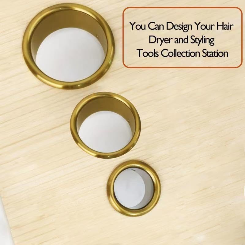 QUEESALN Salon Hair Styling Station Dryer Curling Iron Appliance Hot Iron Tools Tube and Comb Accessories Holder Tube Package Salon Station Organizer Holder Iron Tube (Golden) image number 2