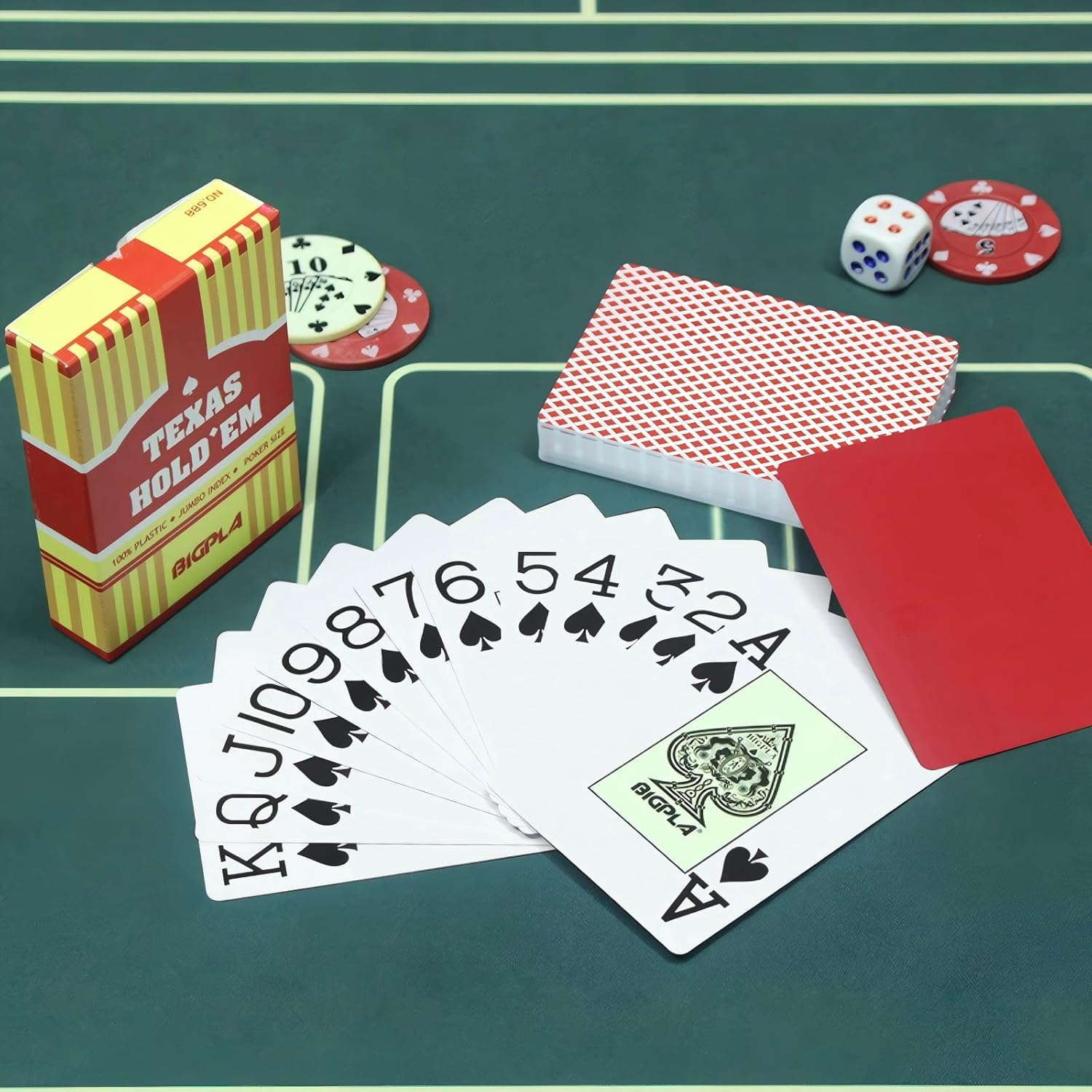 2 Pack Playing Cards, Jumbo Index, Waterproof Plastic Playing Card for Adult & Kid, Poker Size, Professional Playing Cards for Texas Hold&rsquo;Em Poker, Poker Cards (Red & Blue) image number 2