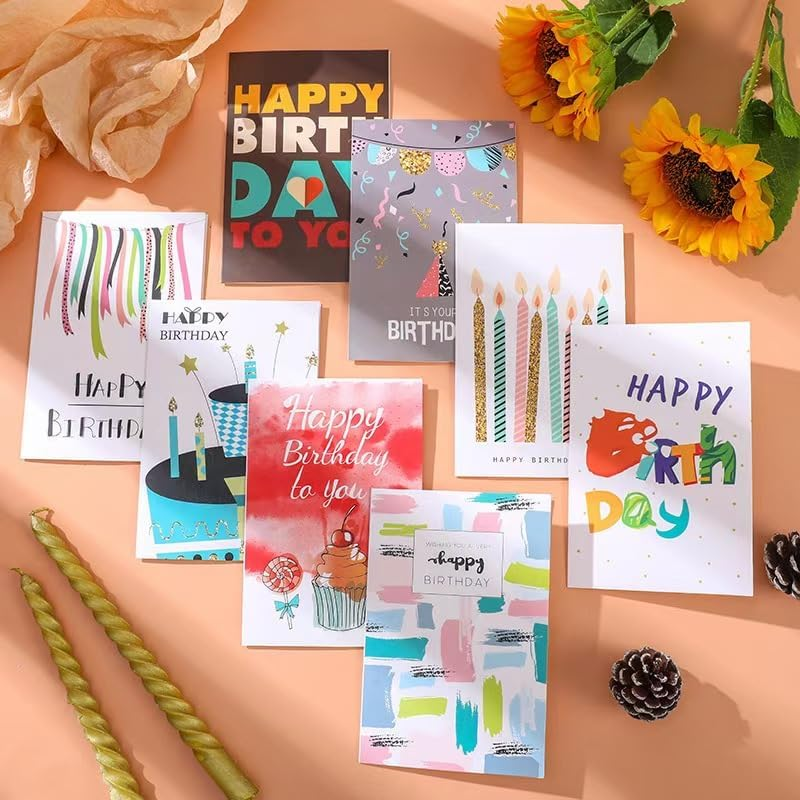 GZZYPZ Birthday Cards Assortment，36Pcs Cards with Envelopes and Stickers,Congratulation Card Best Birthday for Husband Wife Mother Father Children Boys Girls image number 3