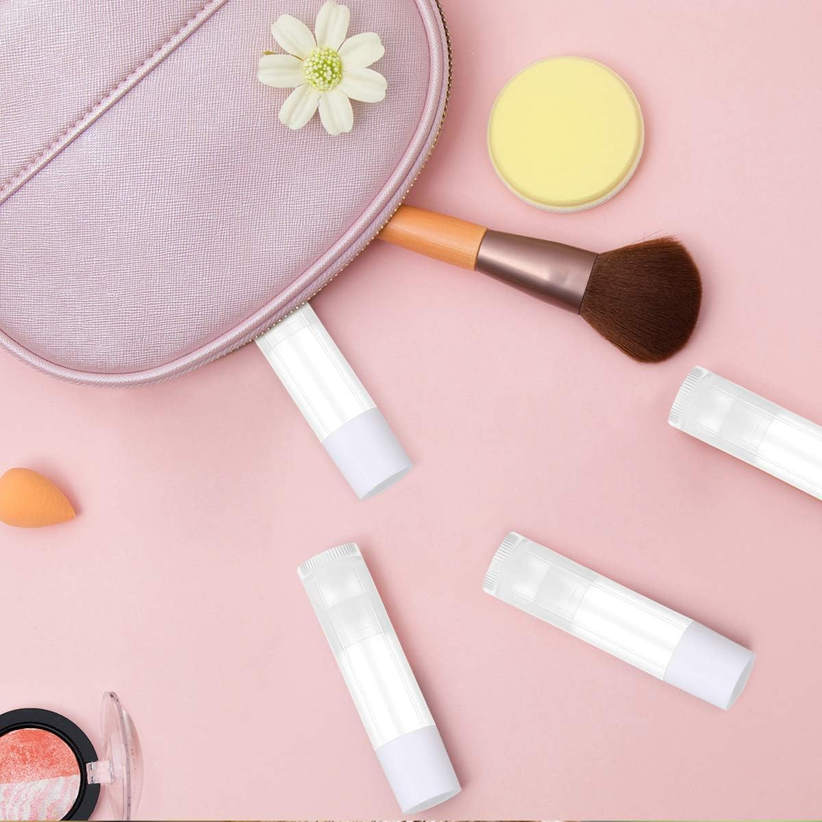 JIUZHU 100 Sets Empty Lip Balm Lip Gloss Tubes Bulk round with White Caps for DIY Lipstick Homemade, 3/16 Oz (5.5 Ml), Clear, BPA Free, 100 Tubes and 100 Caps image number 6