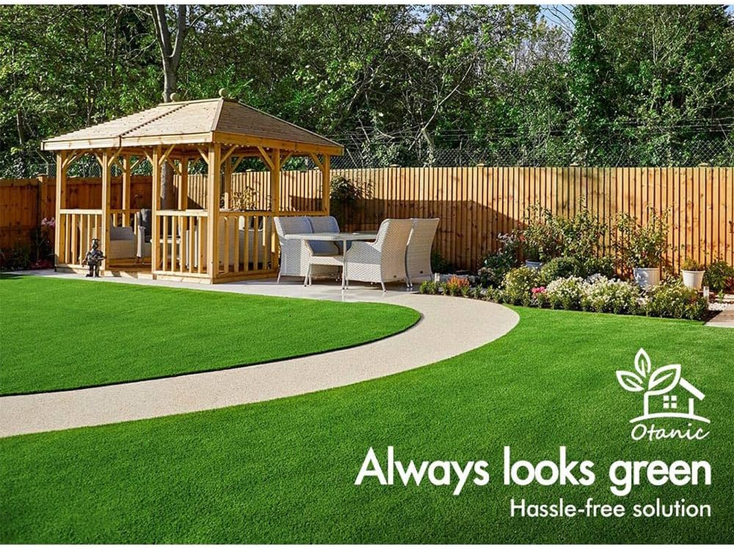 OTANIC Artificial Grass 10 SQM Roll 2X5M 12Mm Pile Height, DIY Synthetic Turf Rug, Fake Yarn Lawn Mat in Olive Green for Garden Backyard Patio Indoor Outdoor Rugs image number 4