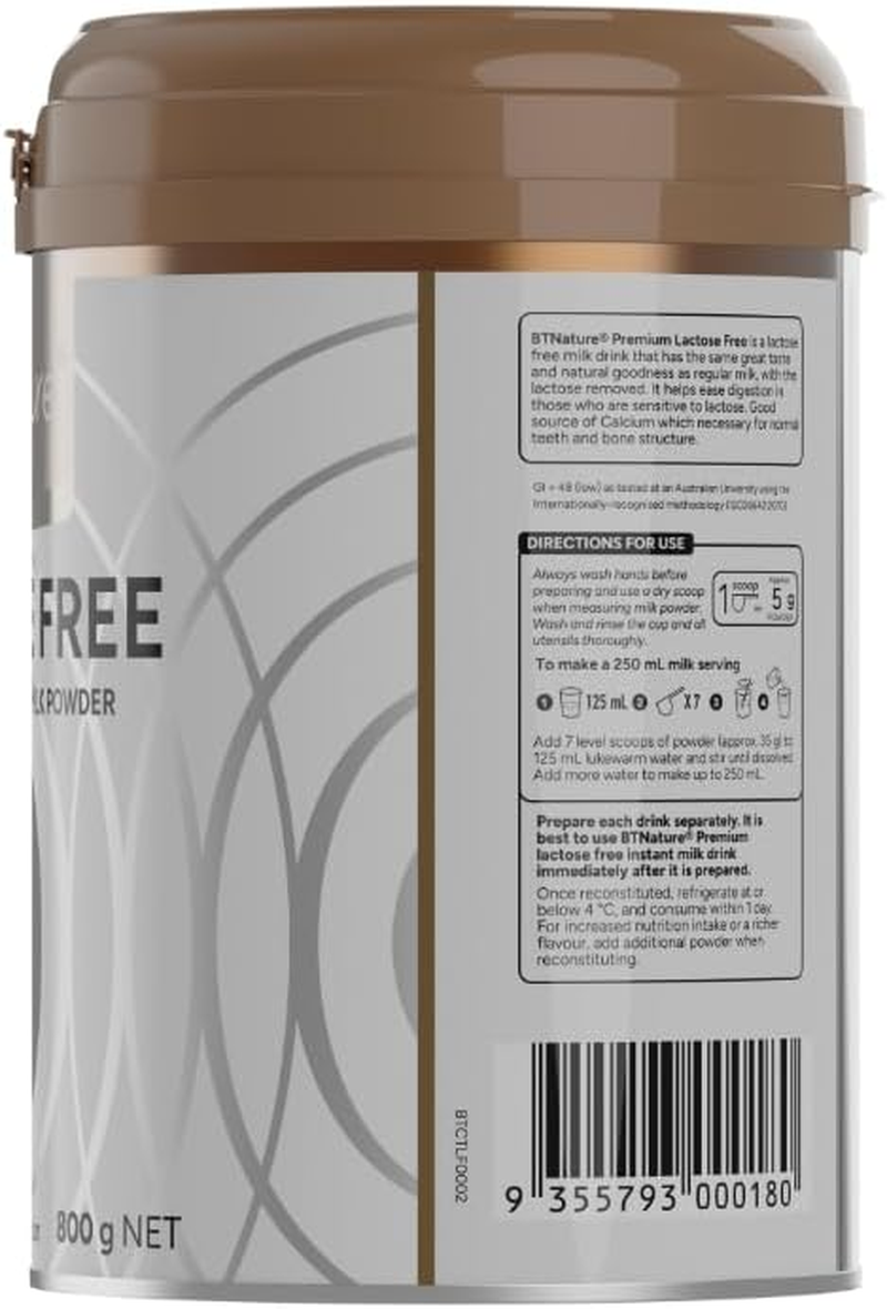 Btnature Premium Lactose Free Instant Full Cream Low GI^ Milk Powder 800G image number 3