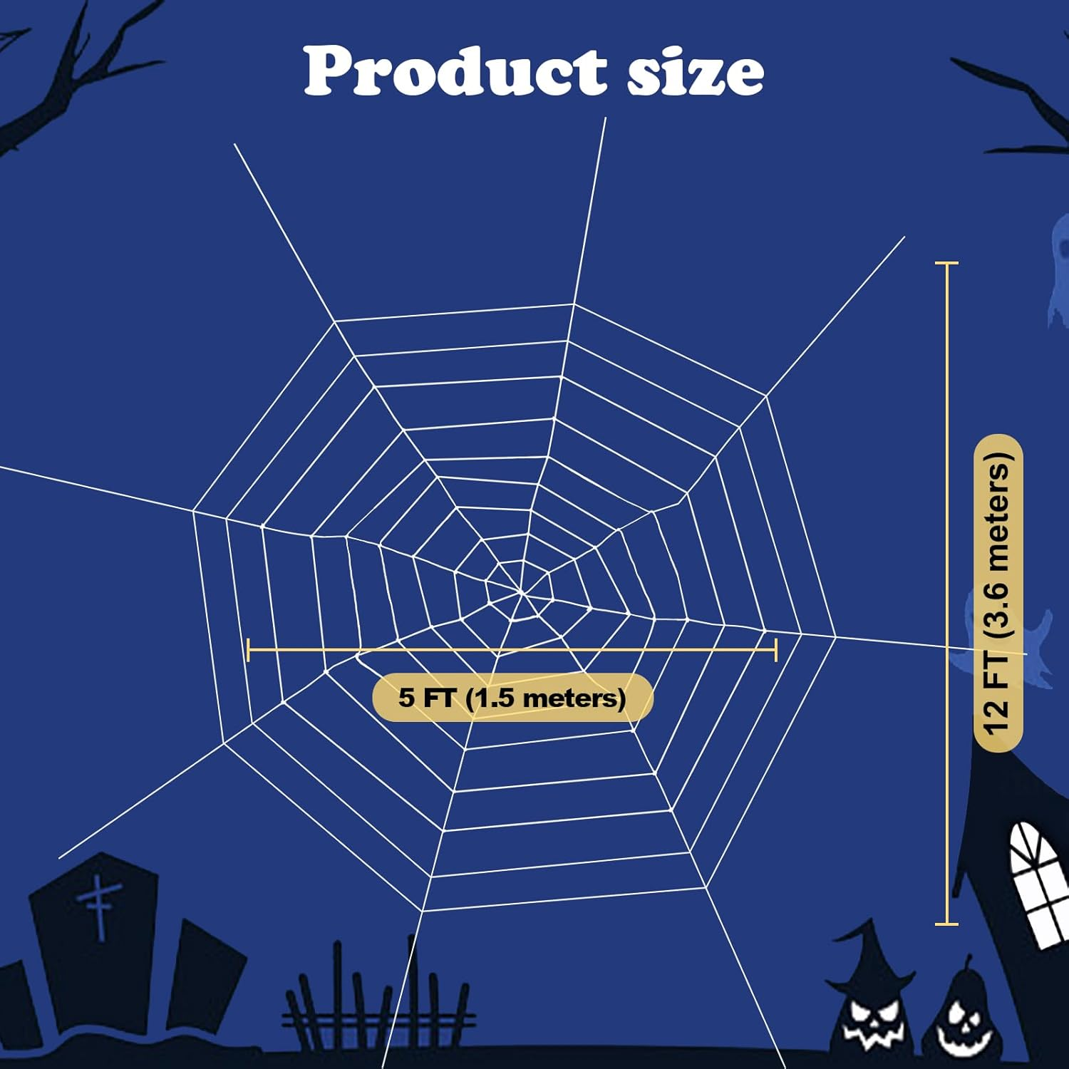 Giant Halloween Spider Web Decoration &ndash; Large round Stretchy Cobweb Rope Prop for Haunted House, Porch, Window, Indoor and Outdoor Party Decor image number 3