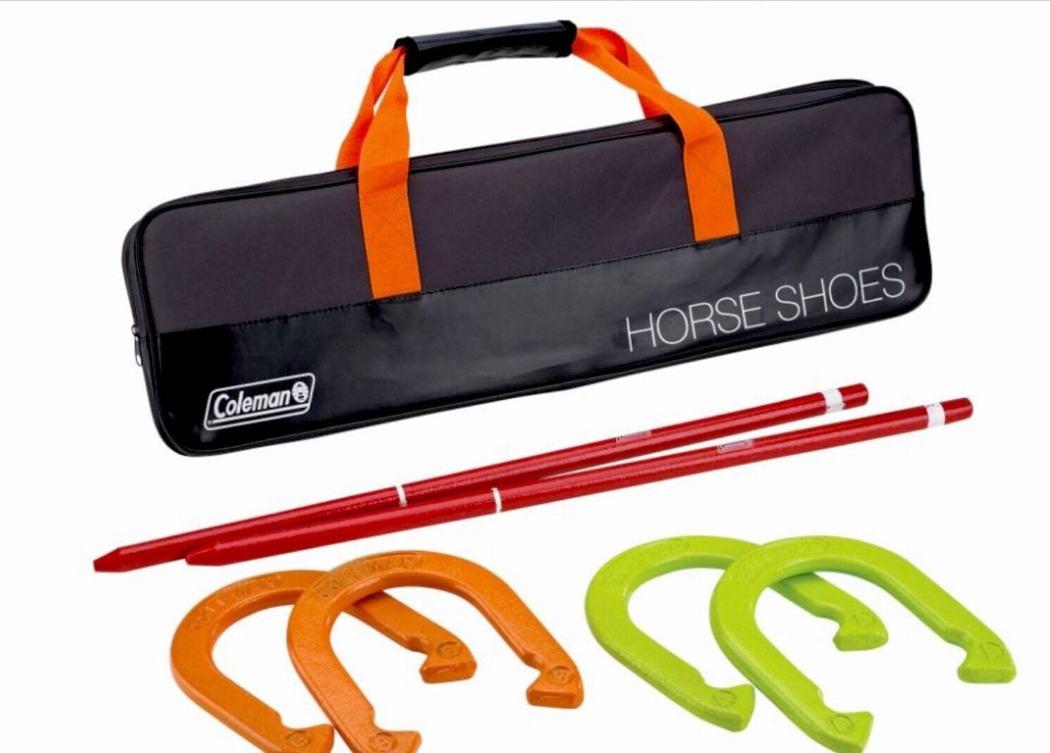 Coleman Cast Iron Horseshoes Outdoor Family Fun Game Set,Lawn,Camping,Backyard,Outdoor Lawn Camping Backyard Fun Game