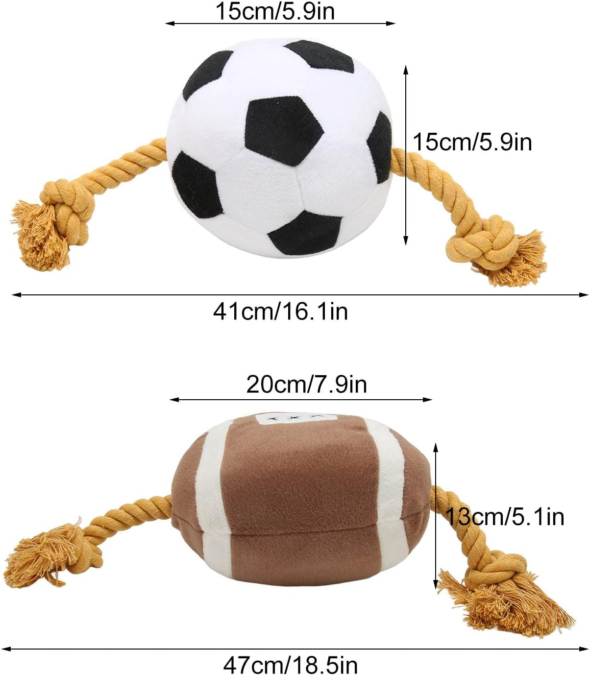 Football Dog Toy, Outdoor Interactive Fun Cotton Rope Football Puppy Toy, Interactive Dog Toys Tug of War Dog Toy Outdoor Dog Ball for Small Medium Large Dogs image number 3