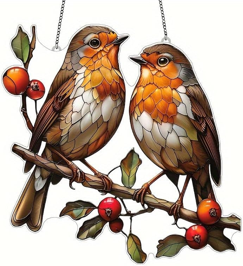 Amaezorx 1 Pack 20X20Cm Bird Suncatchers - Acrylic Stained Glass Window Decor with Hummingbird Design, Vibrant Garden/Patio/Home Decoration for Indoor & Outdoor Use image number 2