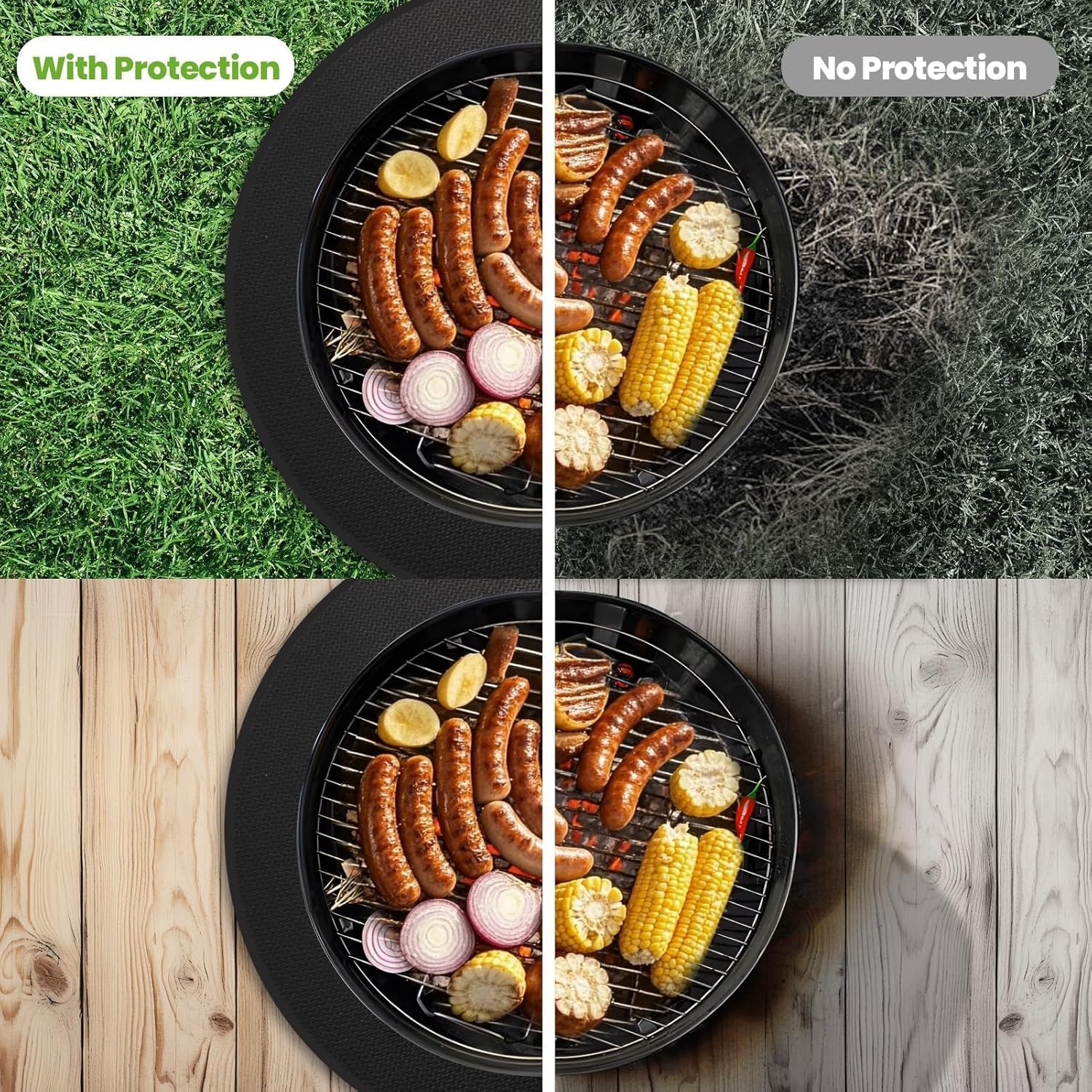 Round Fire Pit Mat for Outdoor Grill Fiberglass Oil Proof Fireproof under Grill Mat Deck Patio Protector for Camping BBQ image number 4