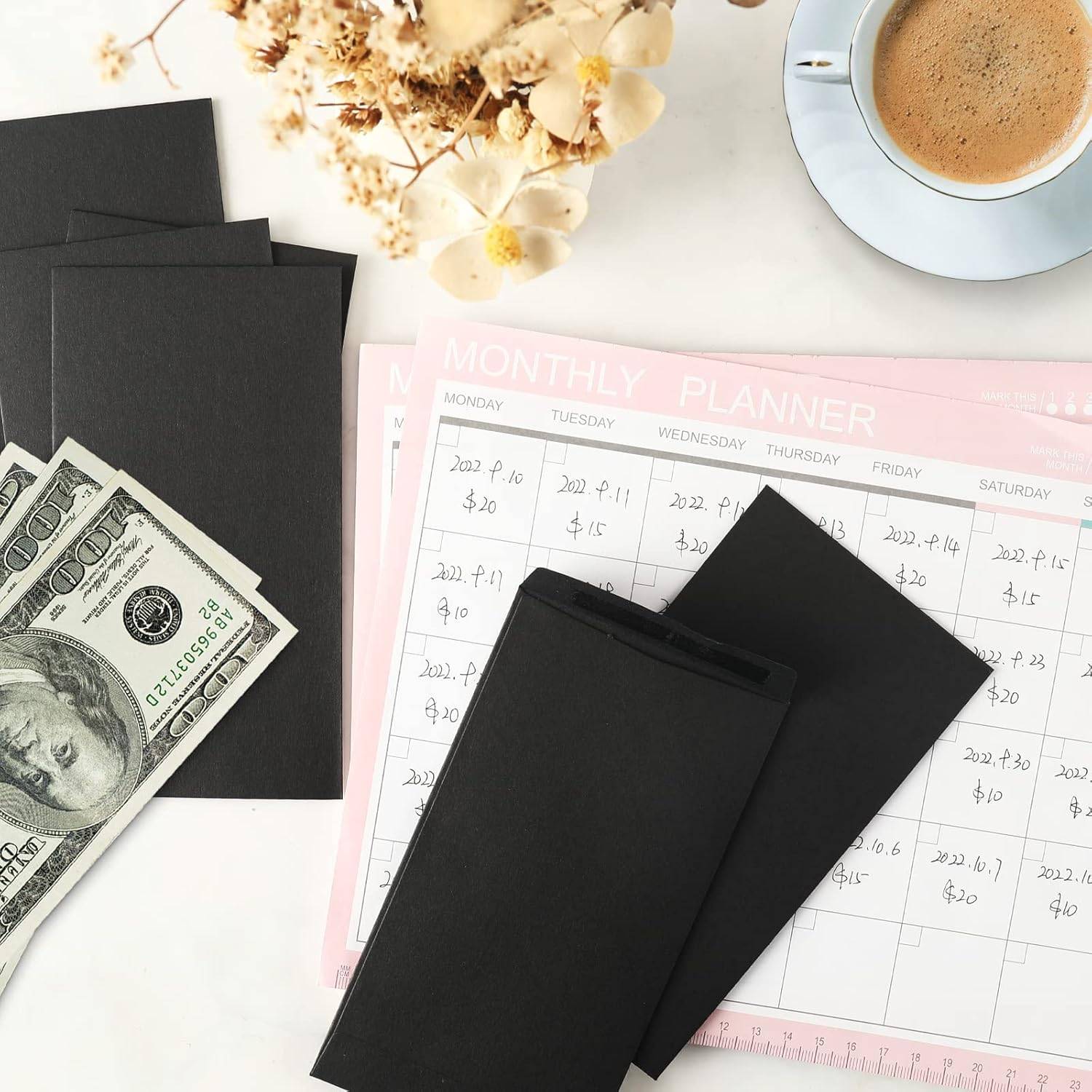 Granhoolm 100 Pack Black Coin Envelopes 3.5 X 6.7 Inch Cash Envelopes for Savings Plan,Coin,Seed,Credit Card，Check and Small Items, image number 6