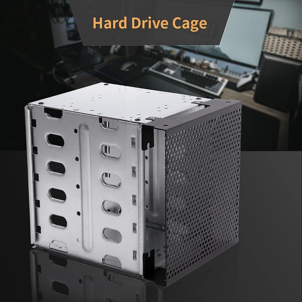 Stainless Steel Hard Drive Cage, 5.25" to 5X3.5 Rack SAS for Computer, Hard Driver Tray with Fan Space -Galvanized Steel Plate Adapter Rack Bracket Free Size image number 2