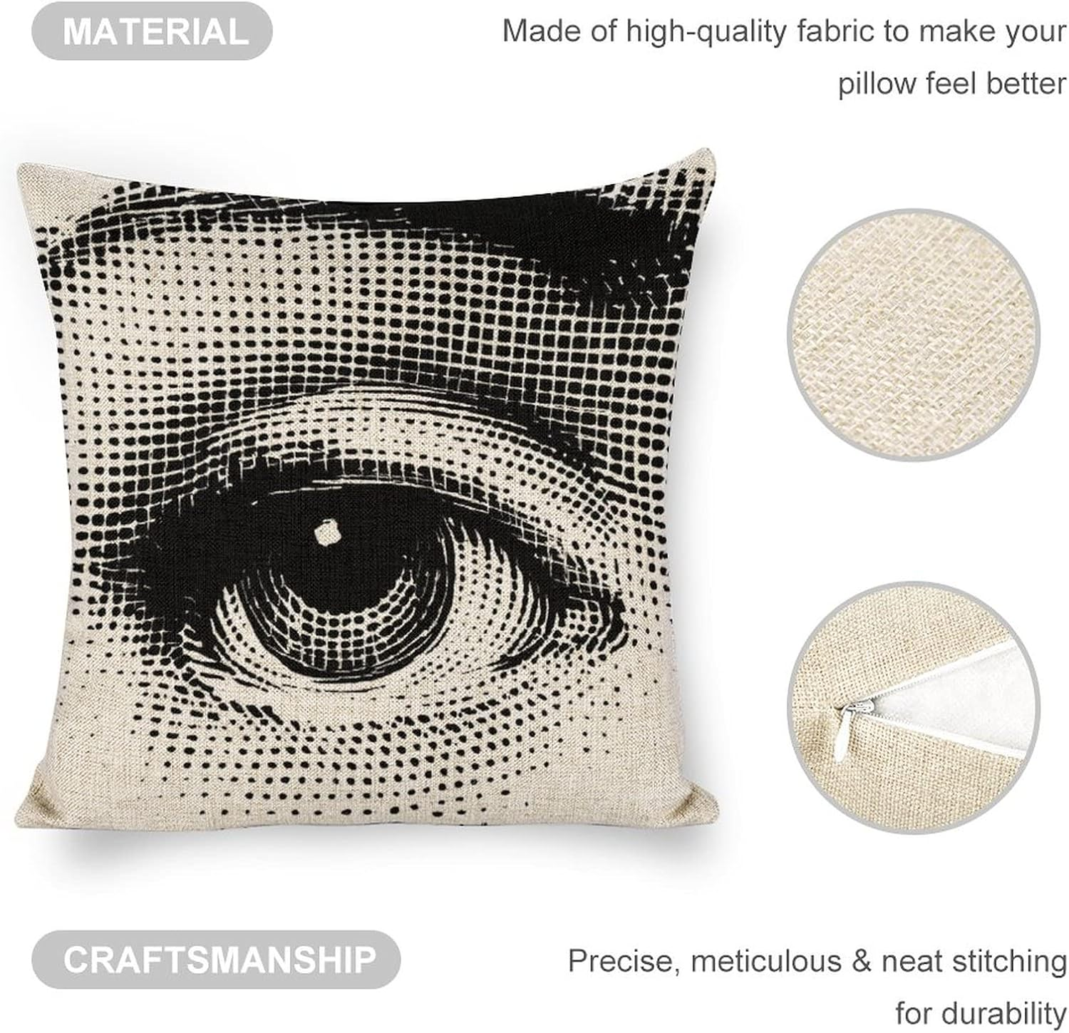 Lina Cavalieri Artificial Linen Throw Pillow Case, Decorative Cushion Cover Square Art Personalized Eye,Only Includes Pillowcase,18"X18"(45X45Cm),Style-2