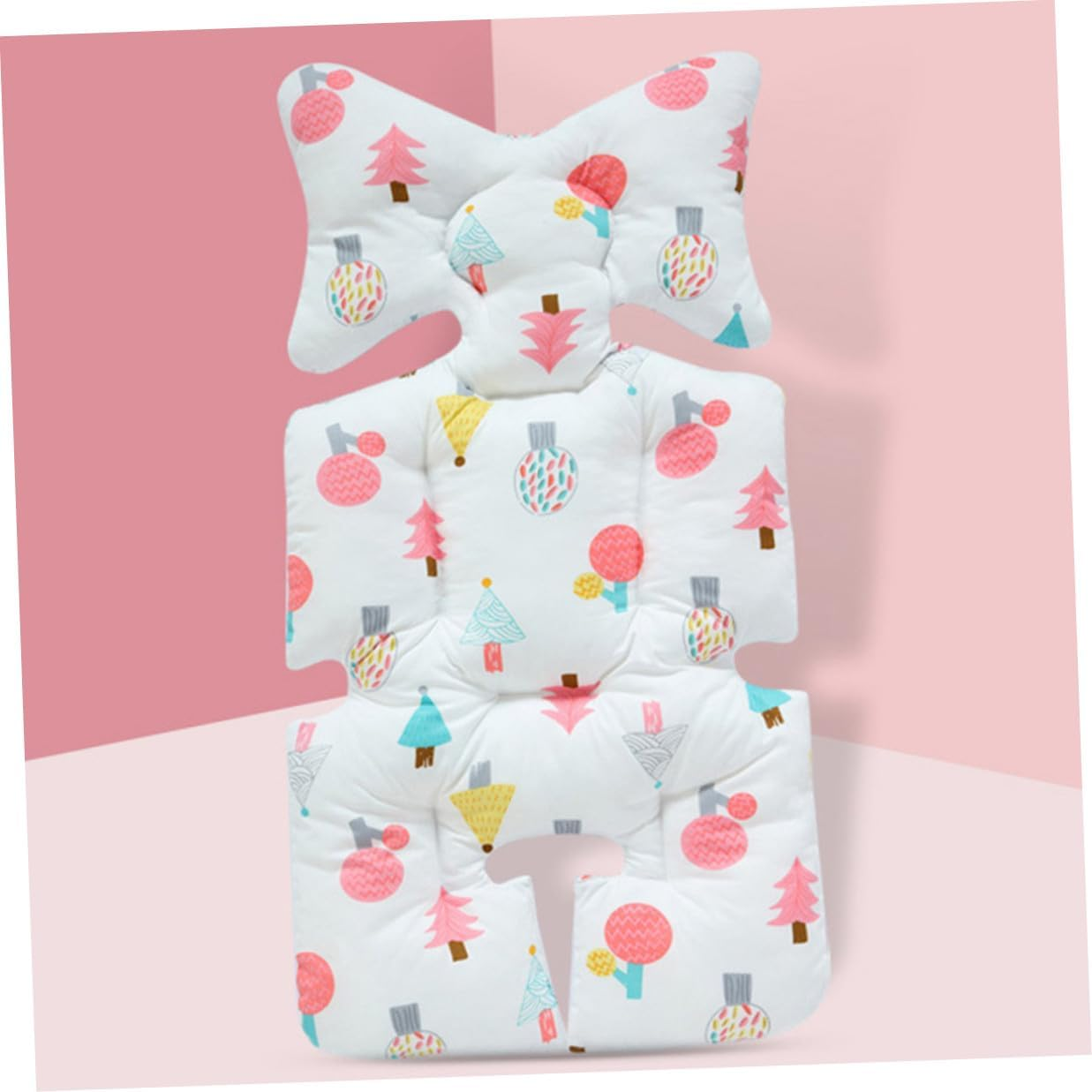Breathable Cotton Stroller Cushion Large Seat Pad with Head and Body Protector for Pram and Dining Chair Liner Soft Comfortable Skin-Friendly Mat for All-Season Use image number 4