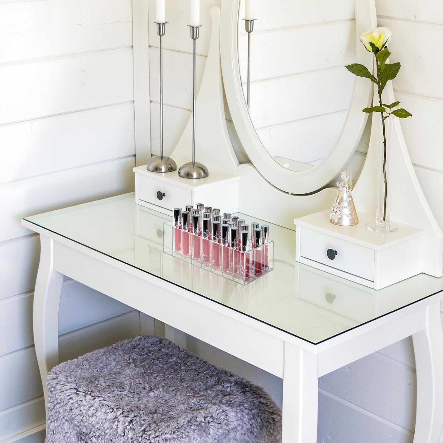 Baluue Lipstick Organizer, Home Lipstick Display Container, 24-Grid Acrylic Lipstick Holder, Clear, Makeup Organizer for Vanity, Bathroom, and More image number 3