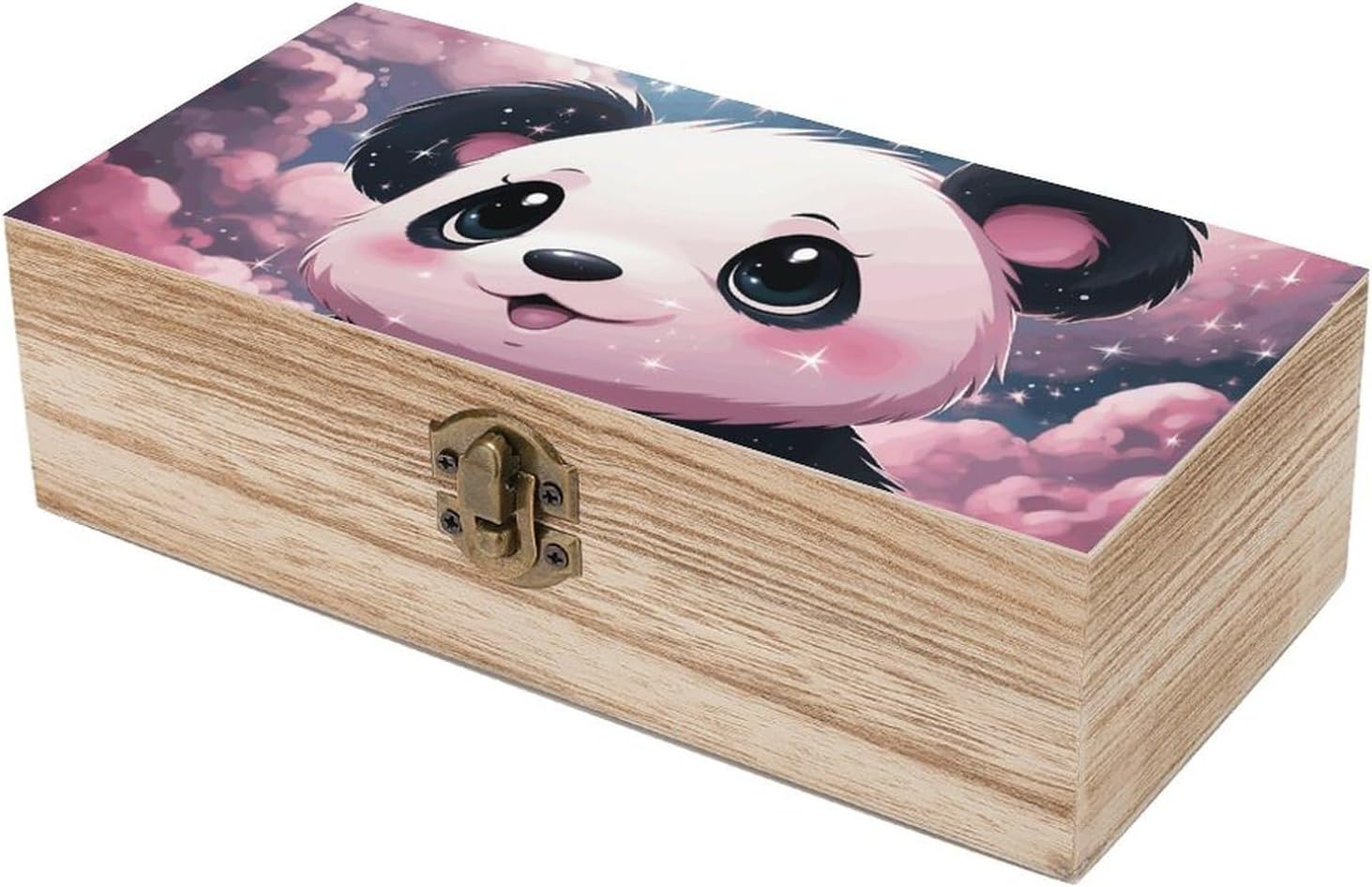 Panda Wooden Box Wood Wedding Keepsake Boxes with Lids Small Decorative Boxes Lightweight Wooden Memory Storage Box for Crafts Keepsakes Jewelry Photo Letter Storage image number 3