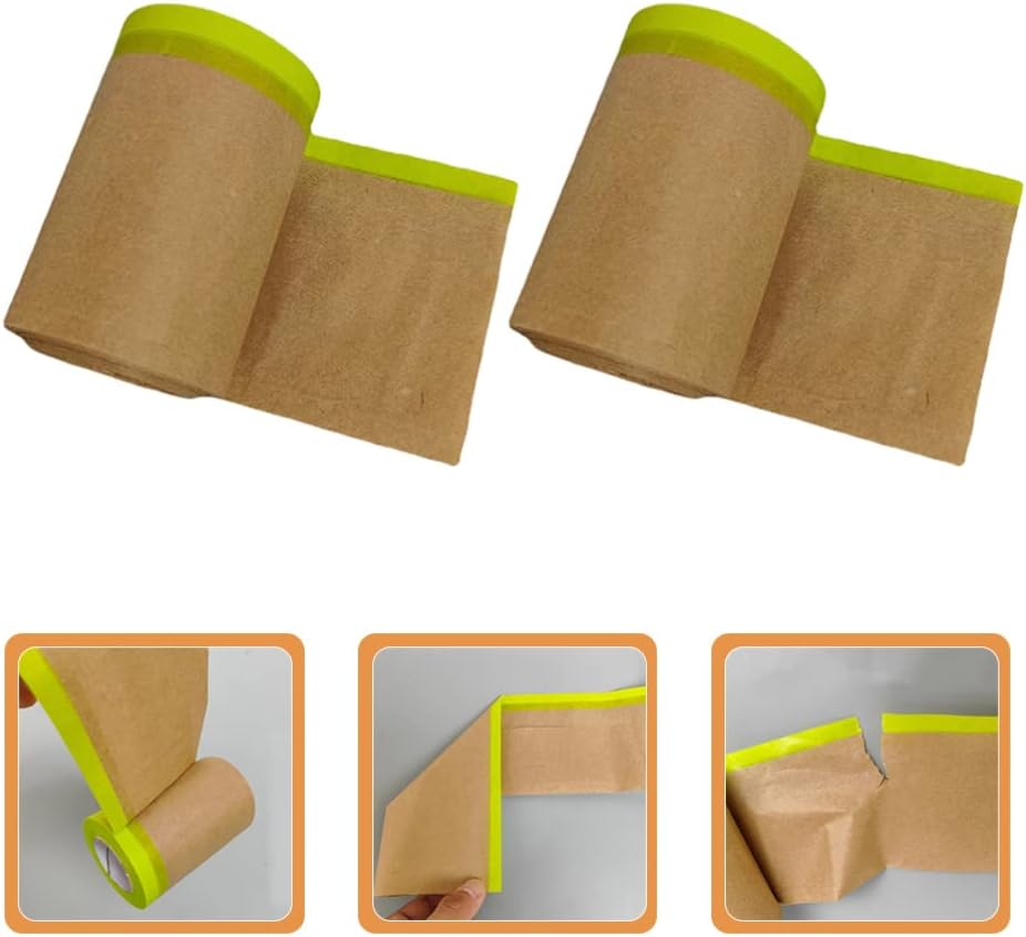 DOITOOL 2Rolls Masking Paper for Paint Protection Meters Car Furniture Covering Tape Upholstery Shelter Protection Paper Automotive and Furniture Painting image number 6