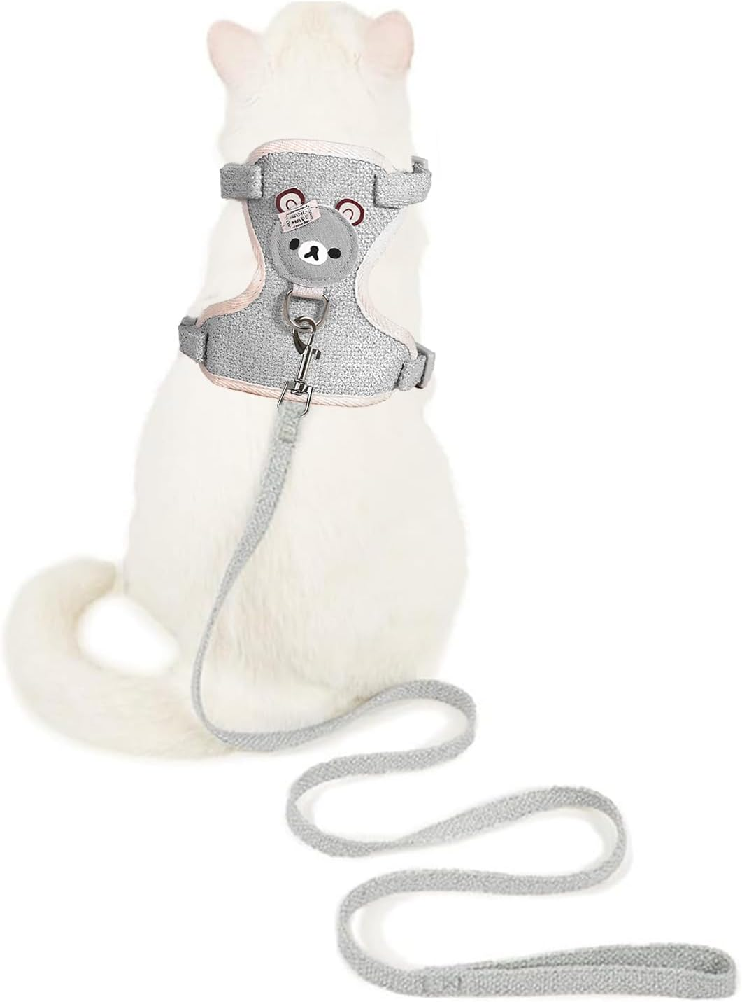 Amexo 2 Pieces Adjustable Rabbit Leash, Rabbit Lead Adjustable Rabbit Harness Cat Harness for Cats Bunny Dogs Other Small Animals Walking Outdoor(Pink, Grey) image number 5