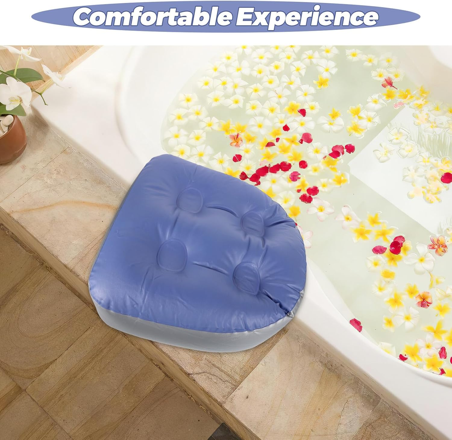 HONMEET 3Pcs Inflatable Bath Cushion Suction Cups, Thickened Adult Spa Seat Cushion, Water-Filled Portable Hot Tub Pad for Bathroom and Spa Relaxation image number 2