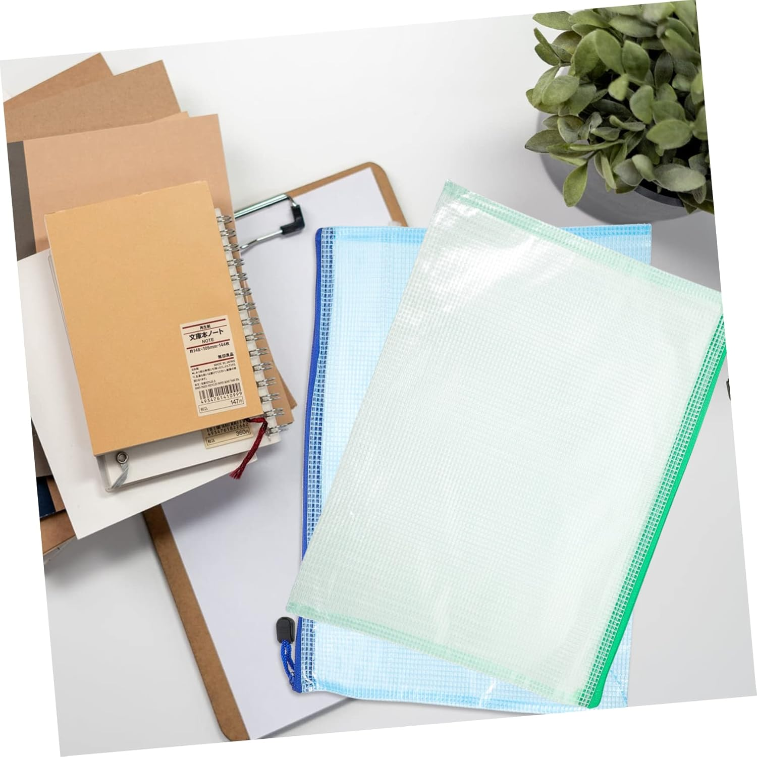 UTHCLO 12Pcs A4 Mesh File Bags Zippered Document Organizers Waterproof Thickened Multipurpose Storage Pouches for Office and School image number 3