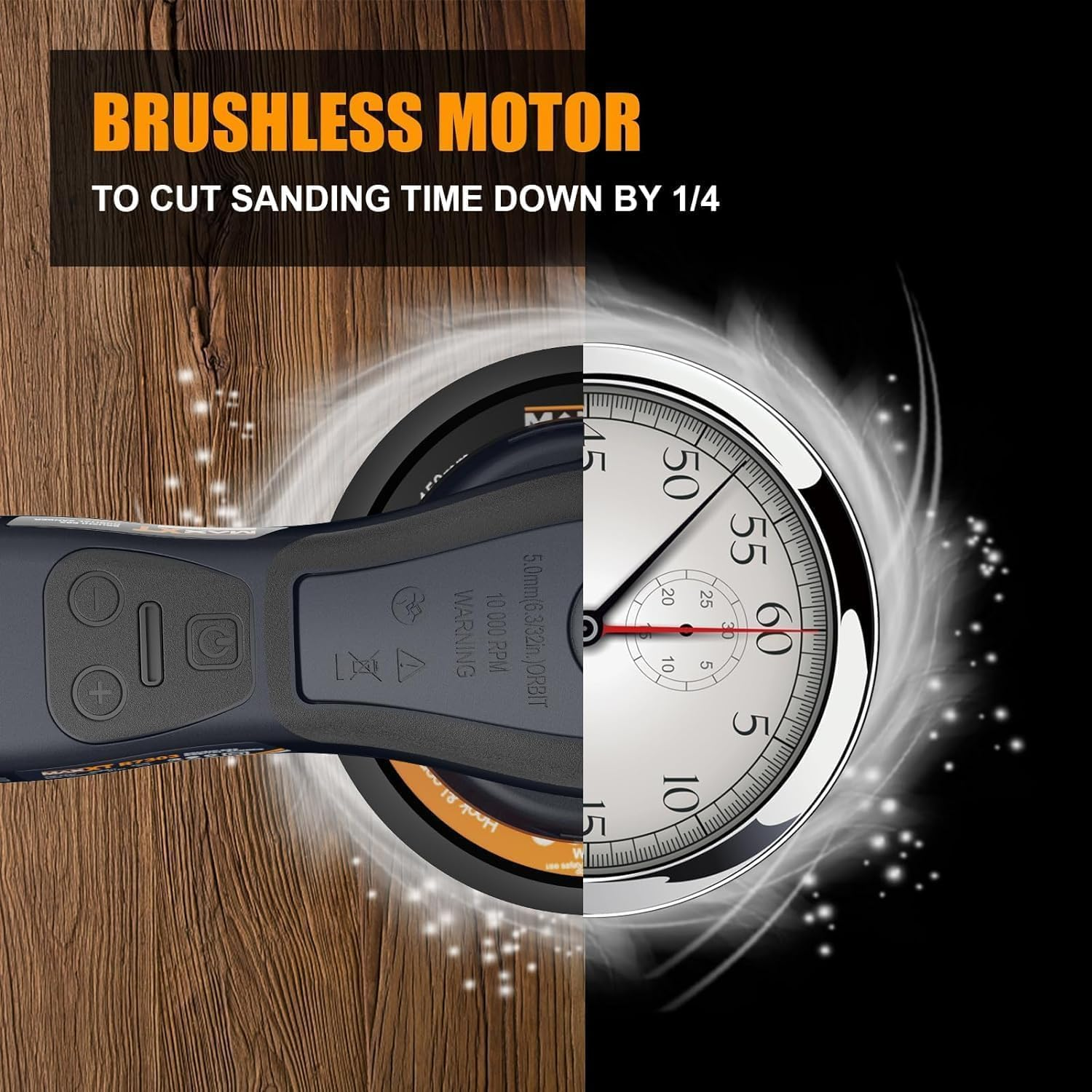 MAXXT Random Orbital Sander 5MM Orbital Sanding Electric 220V Brushless Orbital Sanding Machine with 10 Sanding Paper for Woodworking image number 1