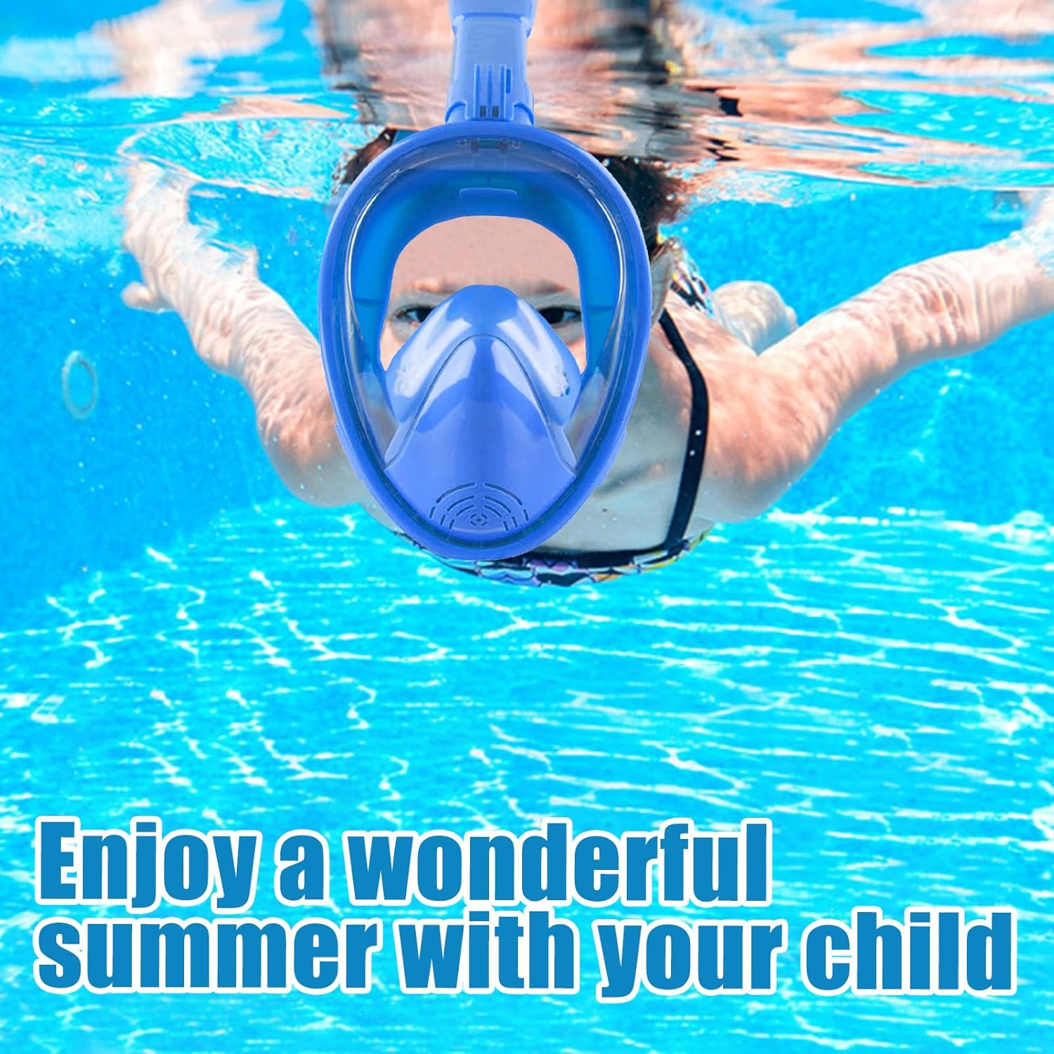 Kids Snorkel Mask Full Face,Snorkeling Gear with Camera Mount 180 Degree Panoramic View Detachable Snorkeling Set image number 4