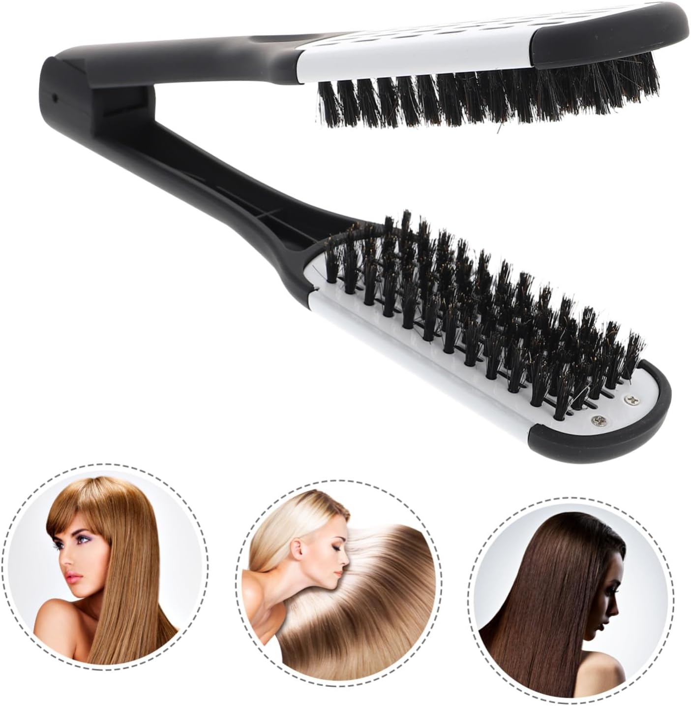 Anneome Bristle Comb Combs for Barbers Smoothing Straightening Brush Clamp Hair Brush Straightener image number 3
