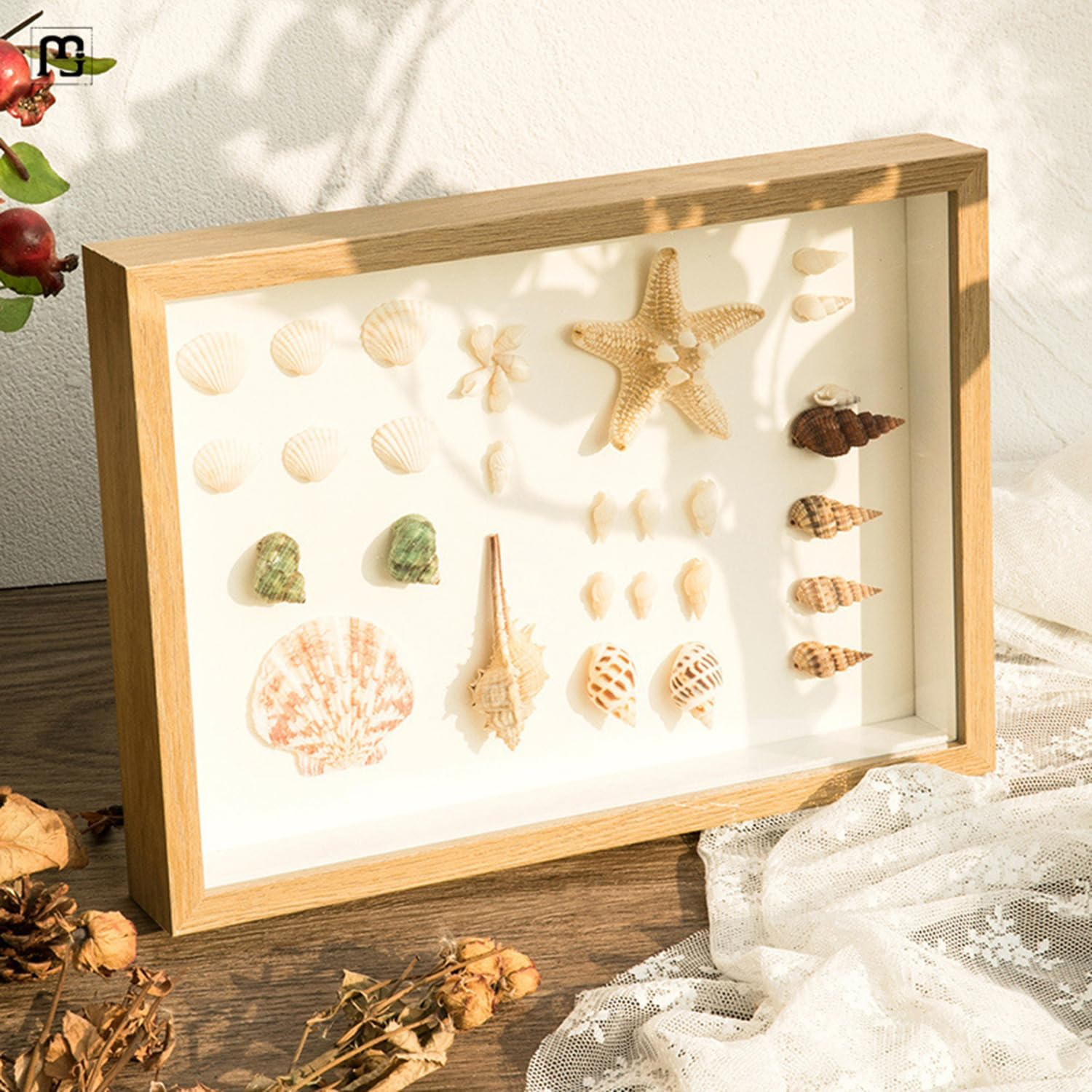 2Pcs Shadow Box Frame Display Case 8X10'', Dried Flower Photo Frame, 3D Picture Frame Display Case Deeper 3Cm with Transparent Acrylic Panel for Photos, DIY Crafts, Wedding Souvenir (Wood Color 8X10) image number 6