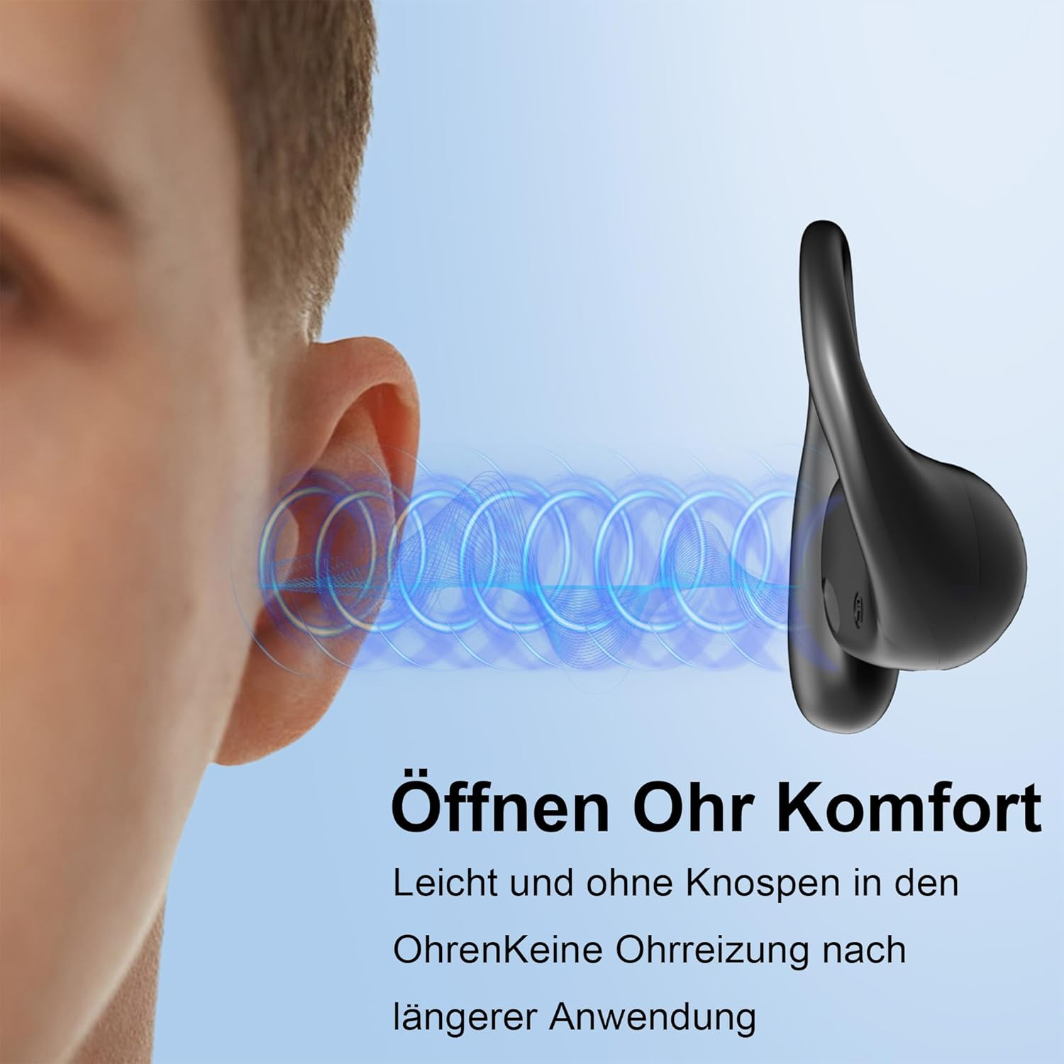 MOXKING Wired Open-Ear Headphones with Microphone, Volume Control and Call Control via Inline Controls, 3.5Mm Jack and All-Round Ear Hook image number 4