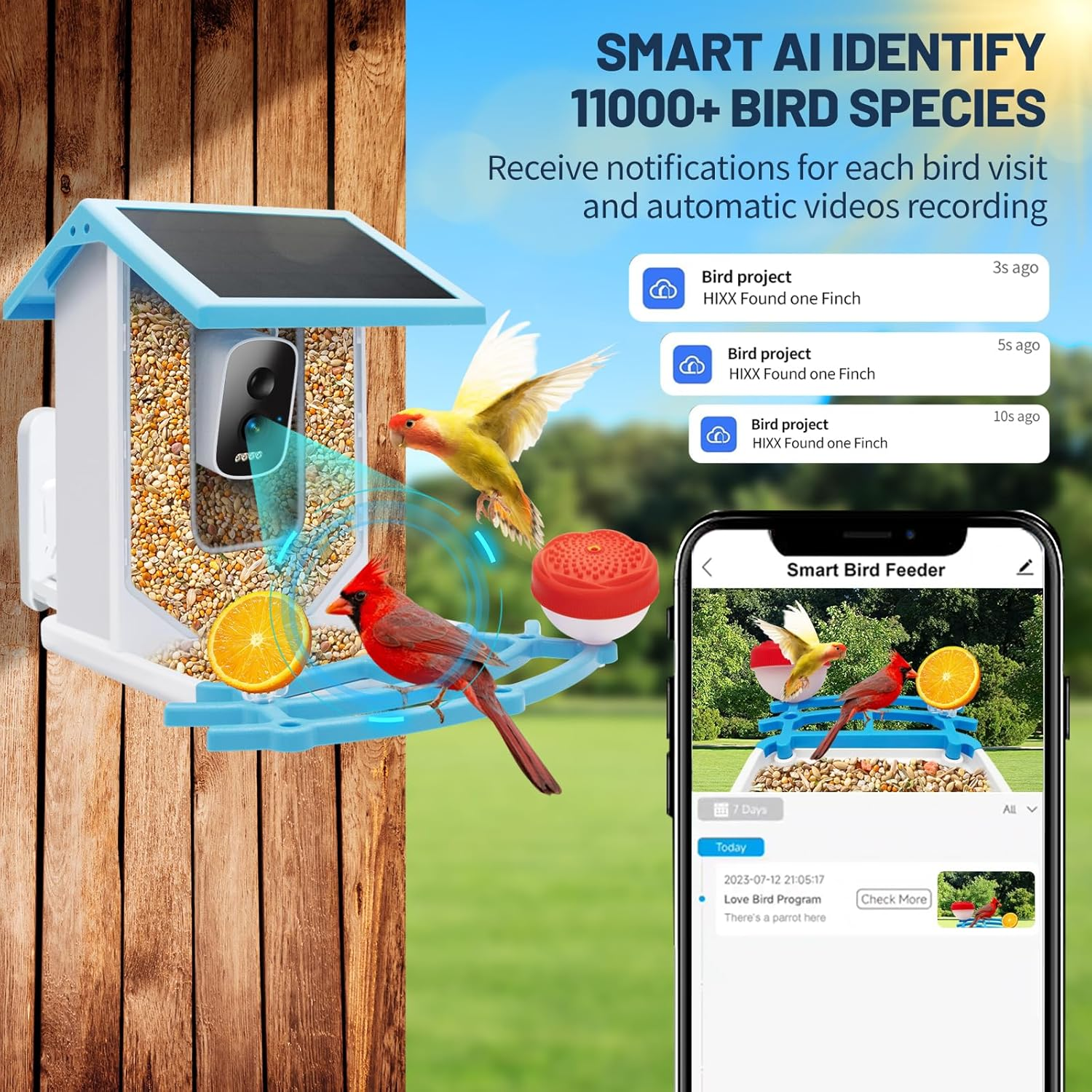 Smart Bird Feeder with Camera, 2.5L 4K HD AI Identification Bird Watching Camera with Solar Powered, Ideal Gift for Mom image number 2