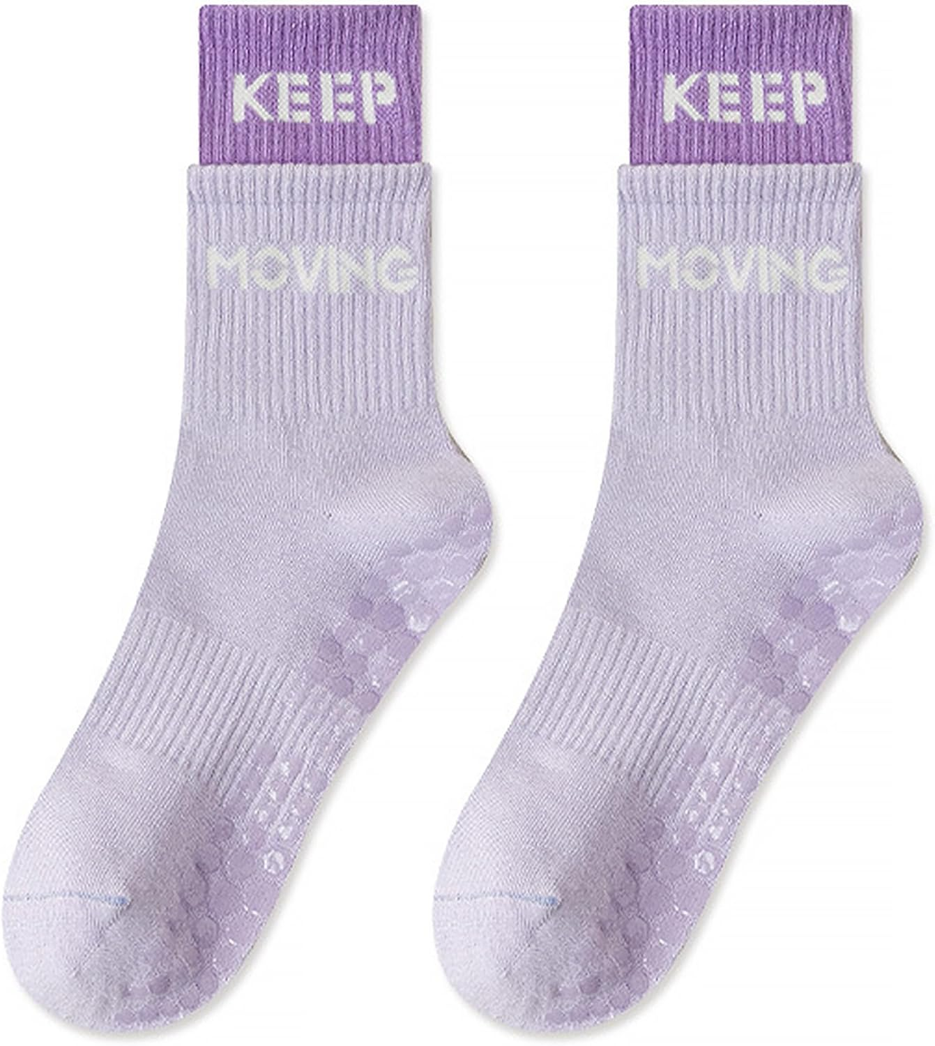 Pilates Grip Socks for Women - Non-Slip Yoga Workout Crew Socks for Gym Dance Training Barre Fitness image number 5