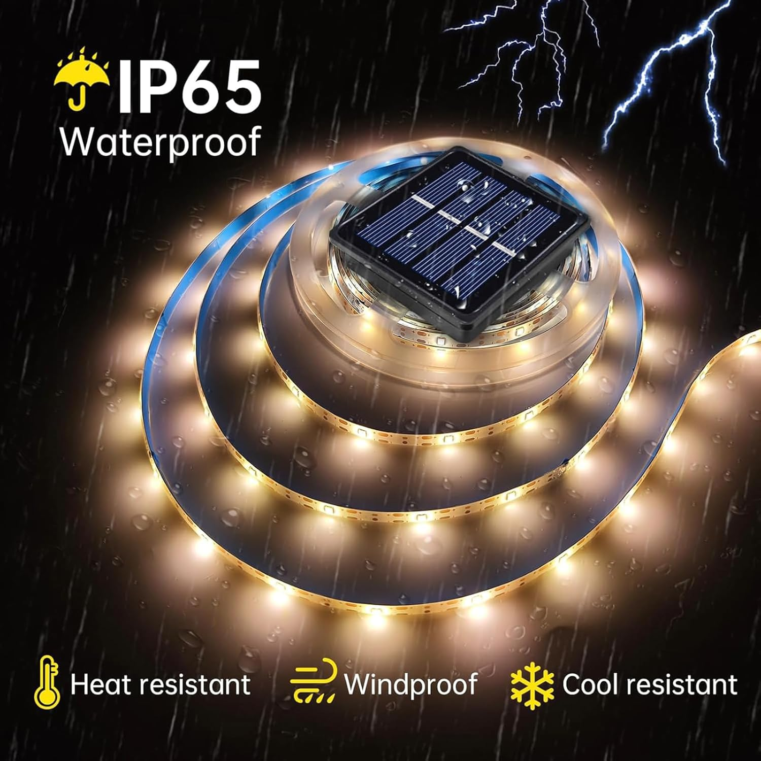 Solar Strip Lights Outdoor LED Outdoor Tape Lights Waterproof 20FT 180LED Rope Cuttable for Wrap outside Pool Christmas Back Lighting Stair Step (Upgraded Version) image number 1